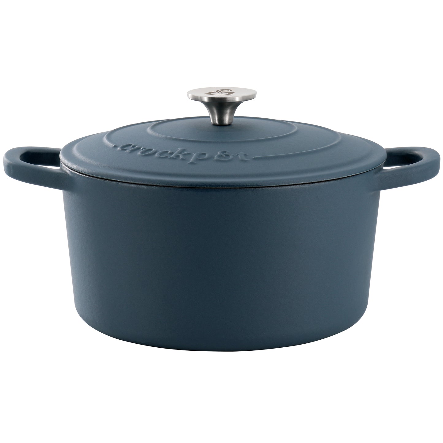 Crockpot Artisan 5 Qt Enameled Cast Iron Dutch Oven in Matte Navy Blue