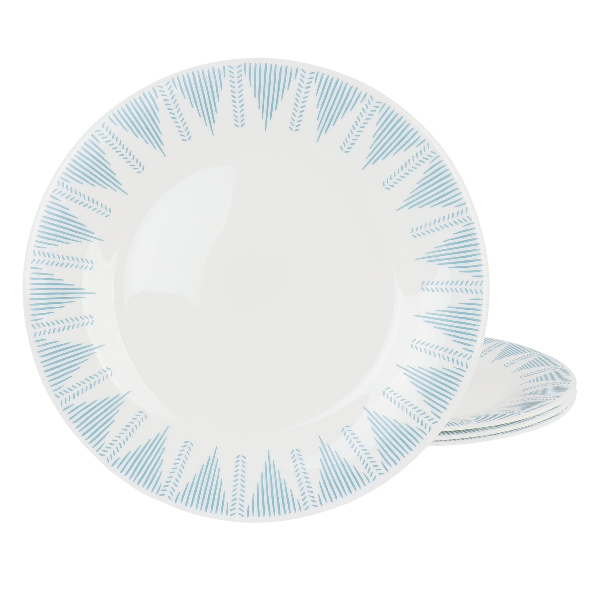 Ultra by Gibson Piper Point 4 Piece 10" Round Tempered Opal Glass Dinner Plate