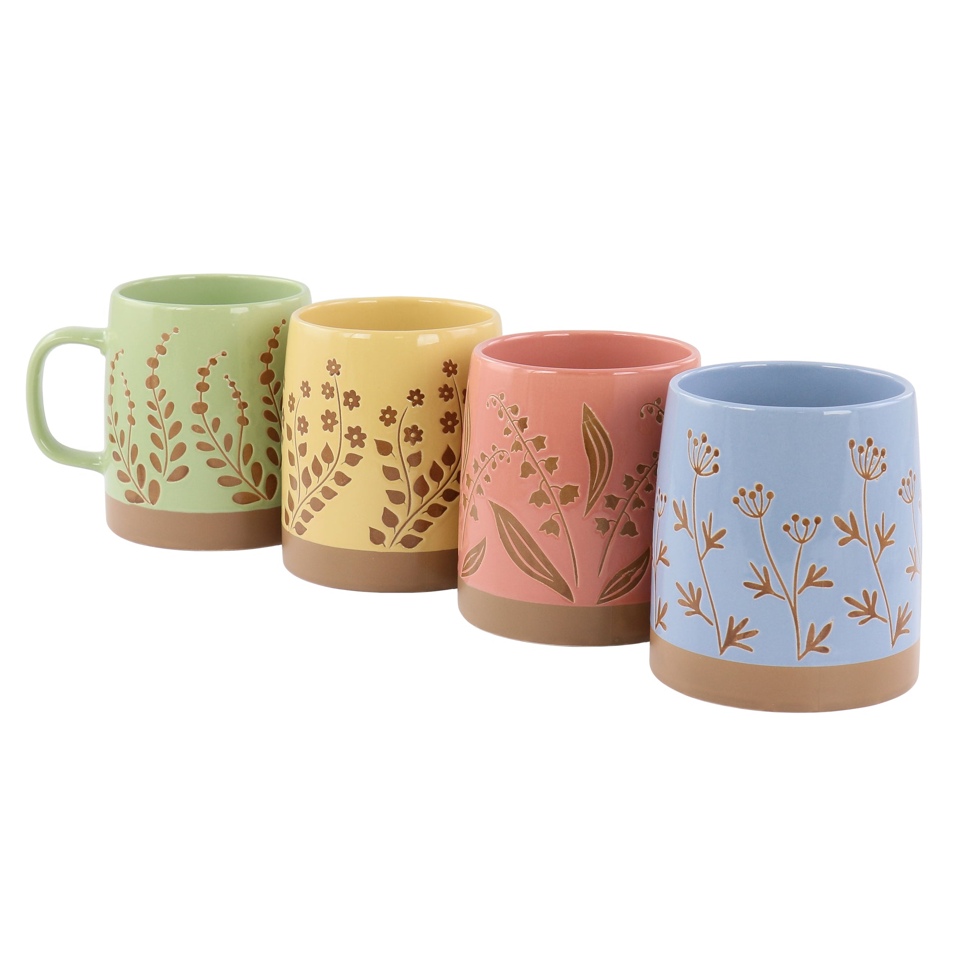 Gibson Home Garcelle 4 Piece 18 oz Round Stoneware Mug Set in Assorted Designs