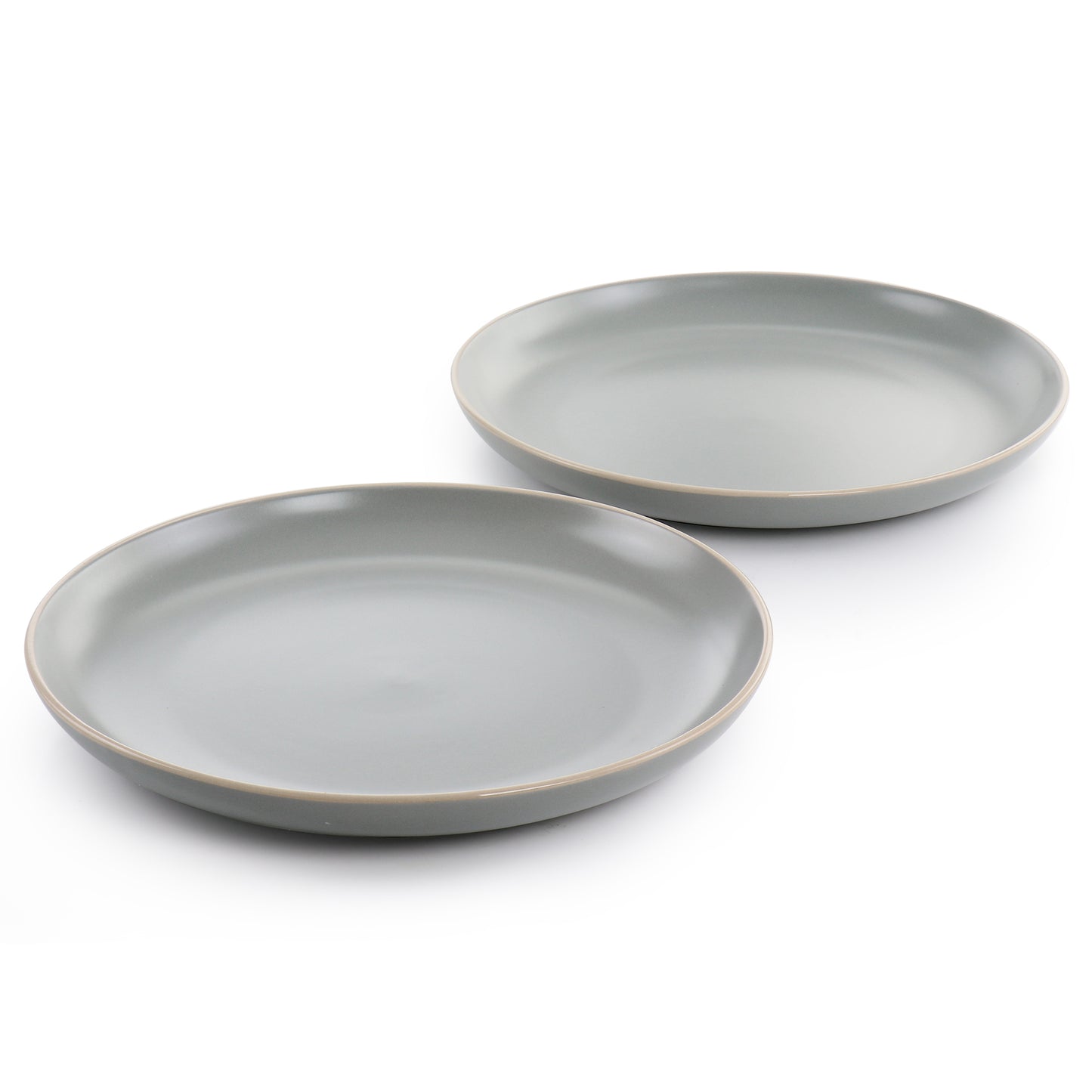 Gibson Home Rockaway 2 Piece 10.5" Round Stoneware Dinner Plate Set in Matte Gr
