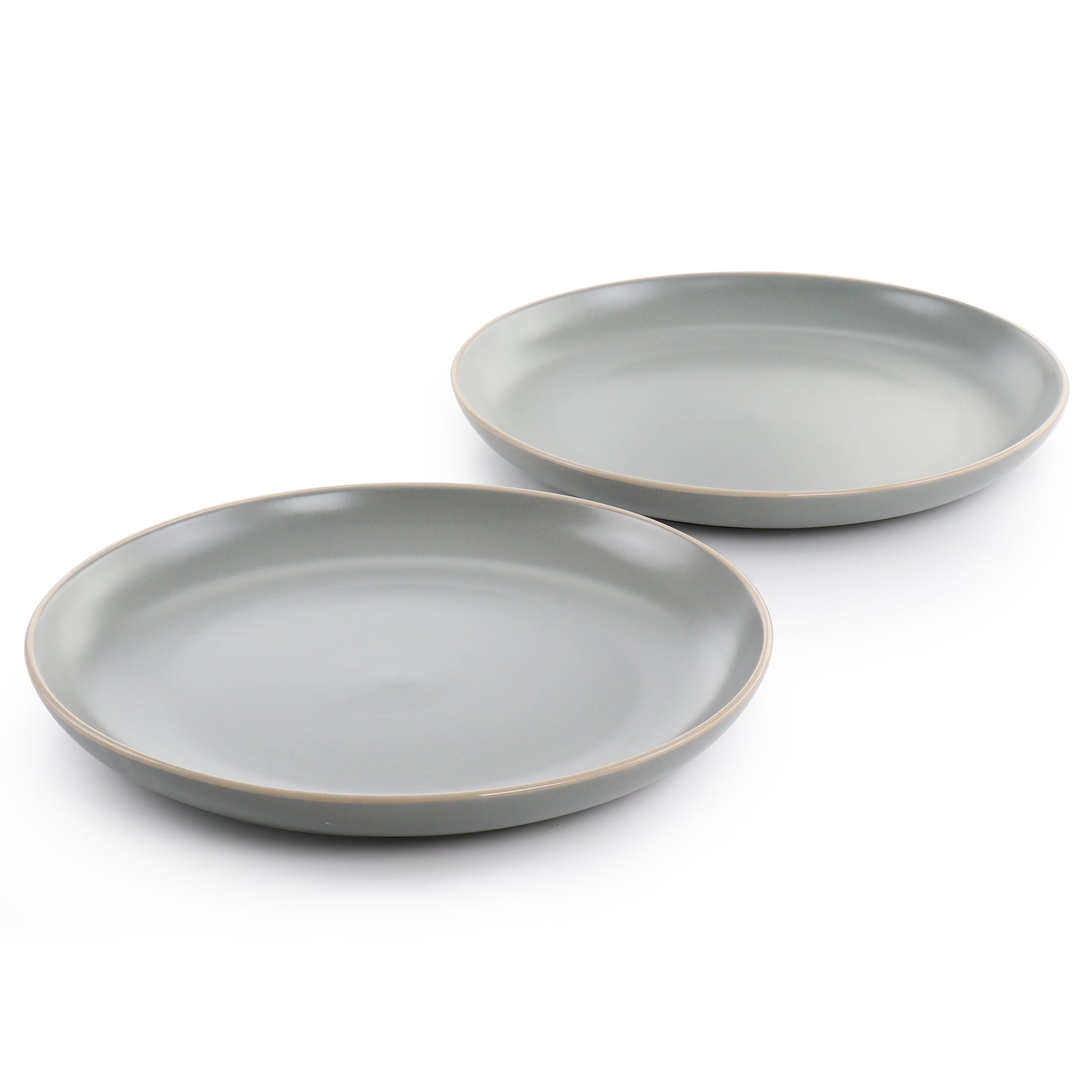Gibson Home Rockaway 2 Piece 10.5" Round Stoneware Dinner Plate Set in Matte Gr