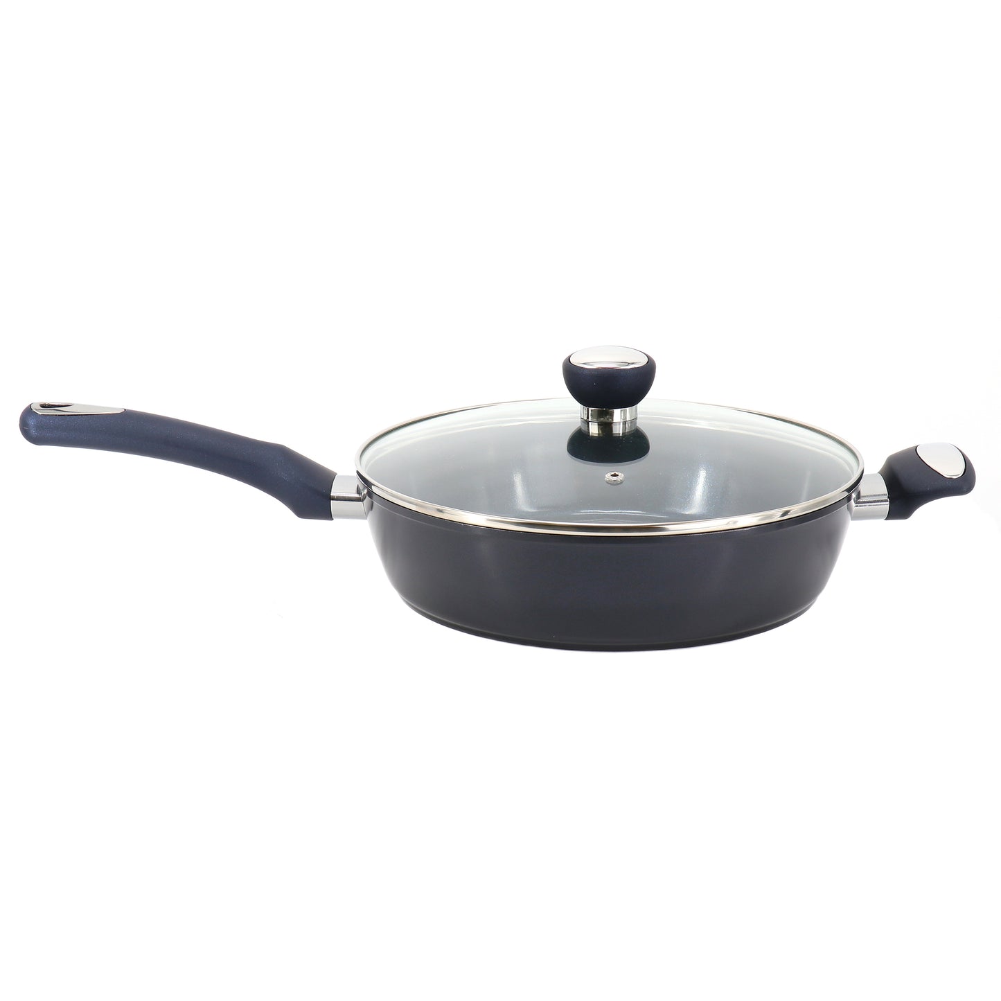 Oster Hawke 3.9 Qt Ceramic Nonstick Aluminum Saute Pan w Lid in Dark Blue