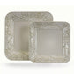 Elama Ivory Lotus 16 Piece Stoneware Embossed Floral Square Dinnerware Set For 4