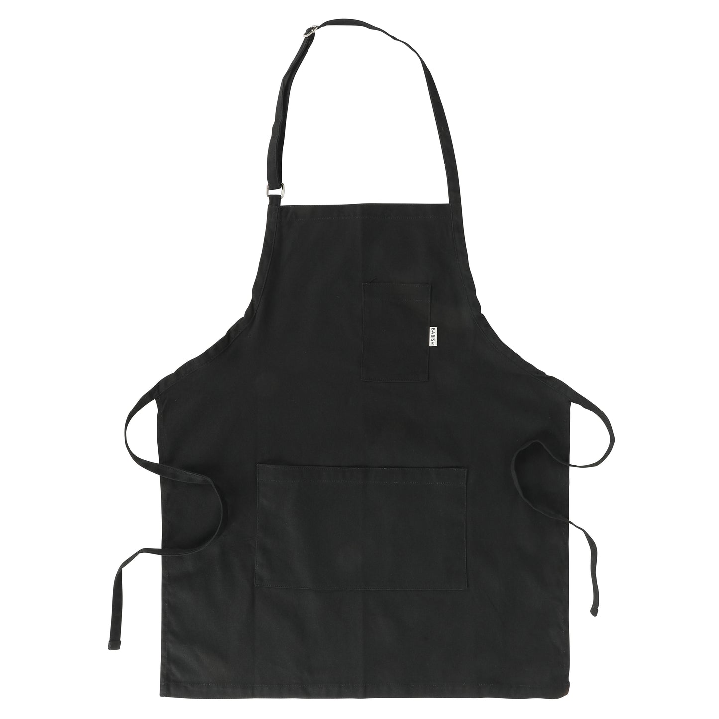 Babish 32 x 27" 100% Cotton Apron w Front Pockets & Adjustable Strap in Black