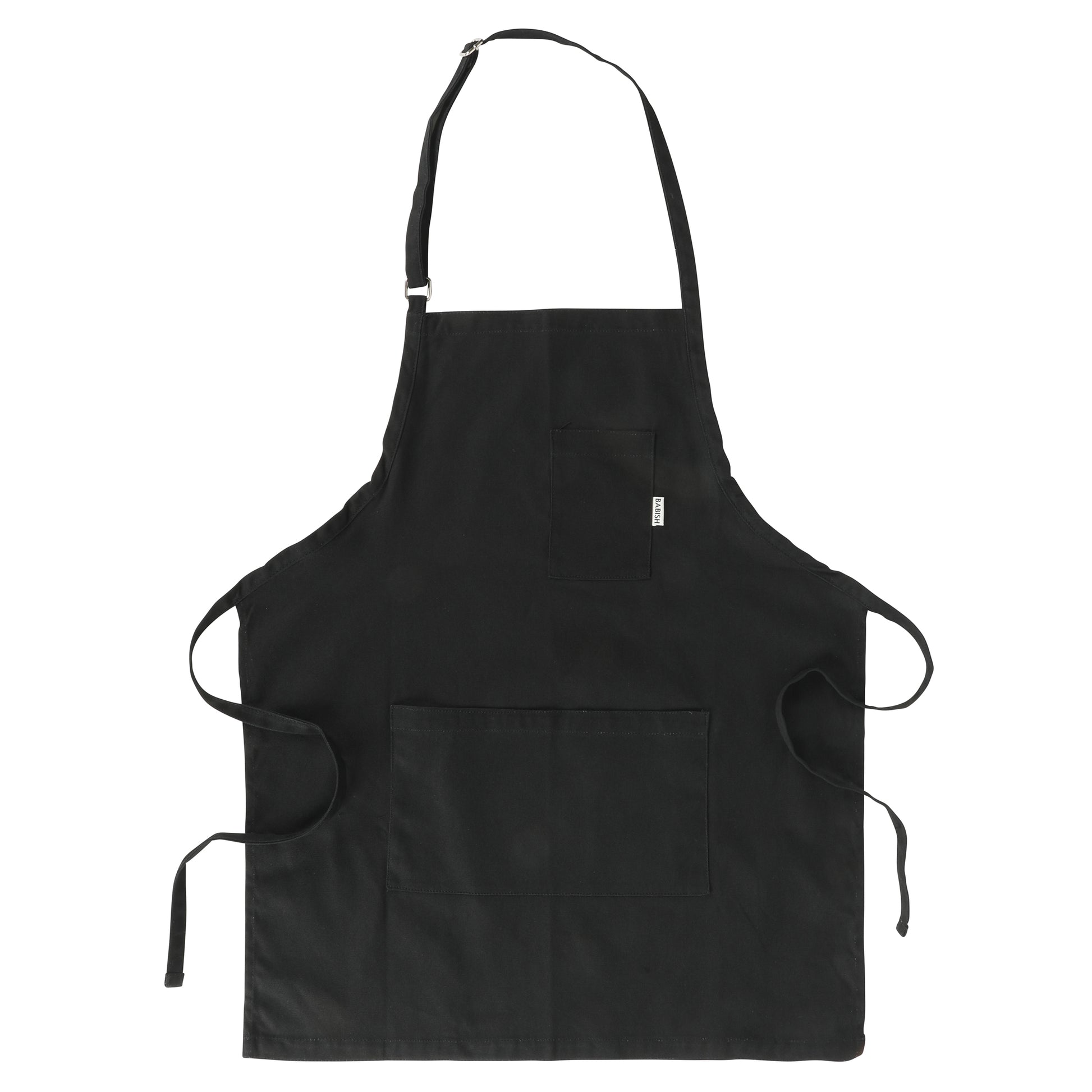Babish 32 x 27" 100% Cotton Apron w Front Pockets & Adjustable Strap in Black