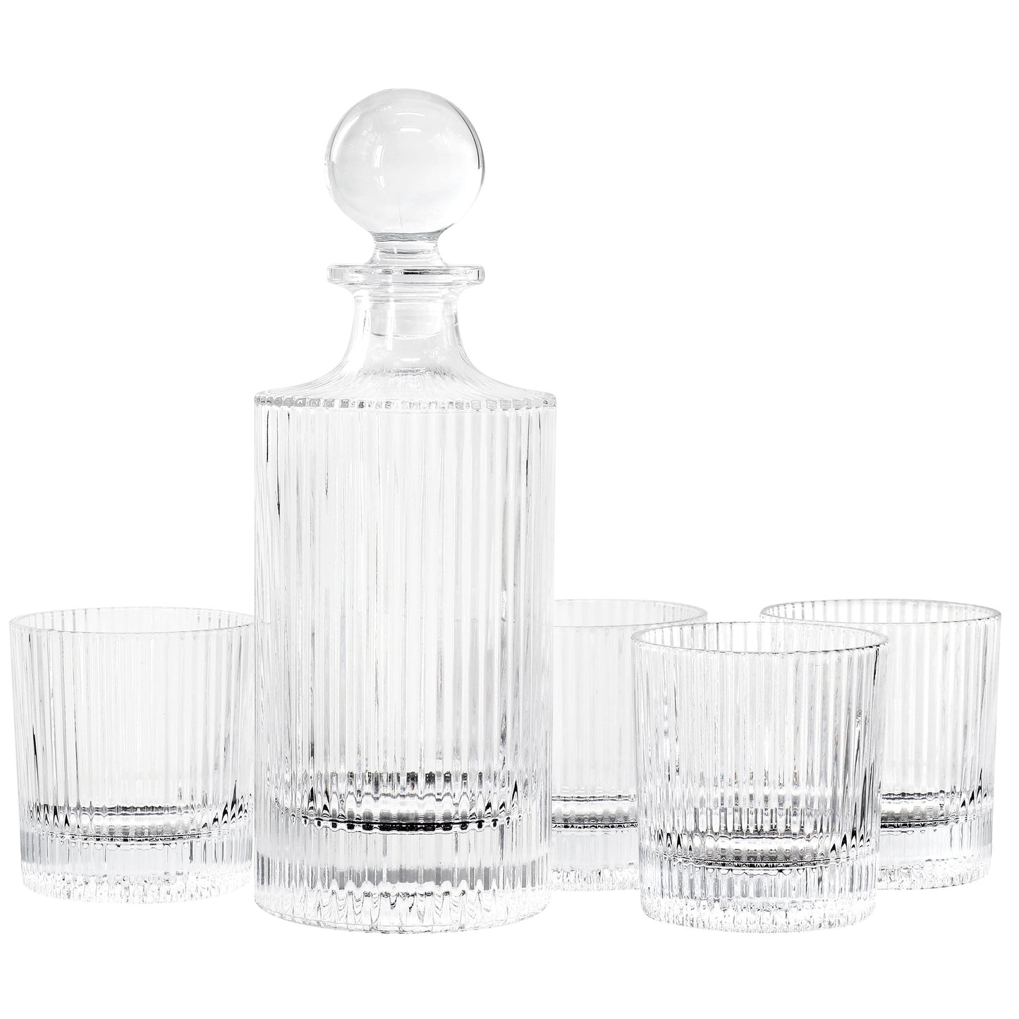 Gibson Home Acropolis 5 Piece Decanter & Double Old Fashioned Glasses Set
