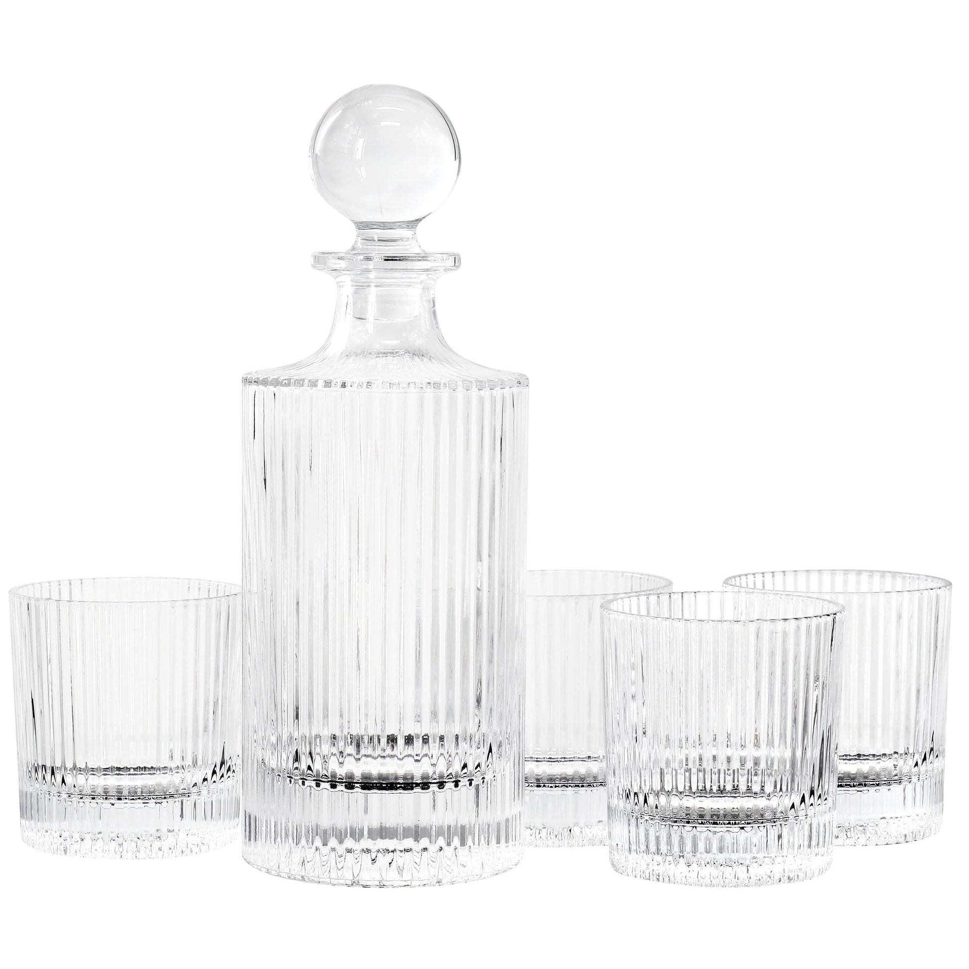 Gibson Home Acropolis 5 Piece Decanter & Double Old Fashioned Glasses Set