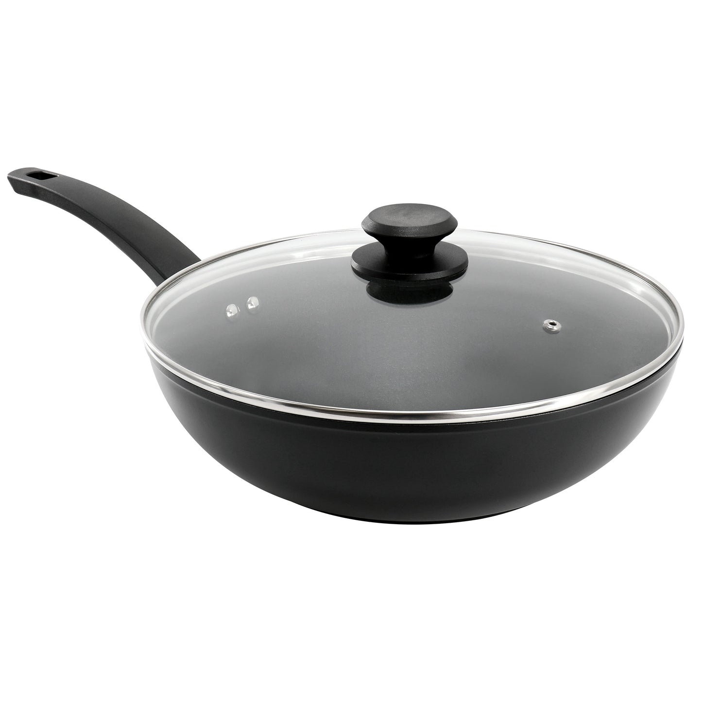 Oster Connelly 12" Textured Nonstick Aluminum Wok w Lid in Black