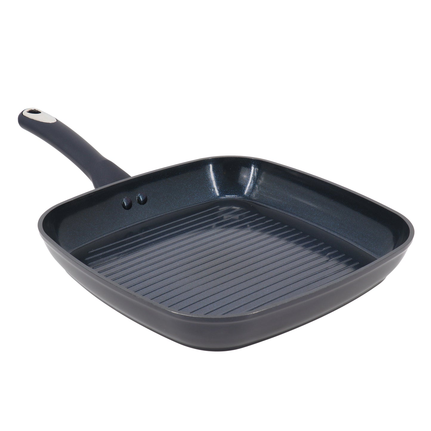 Oster Hawke 11" Square Ceramic Nonstick Aluminum Grill Pan in Dark Blue