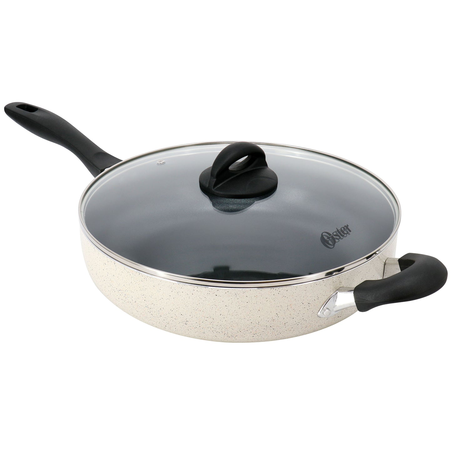 Oster Clairborne 5 Qt Aluminum Nonstick Saute Pan w Lid in Sand