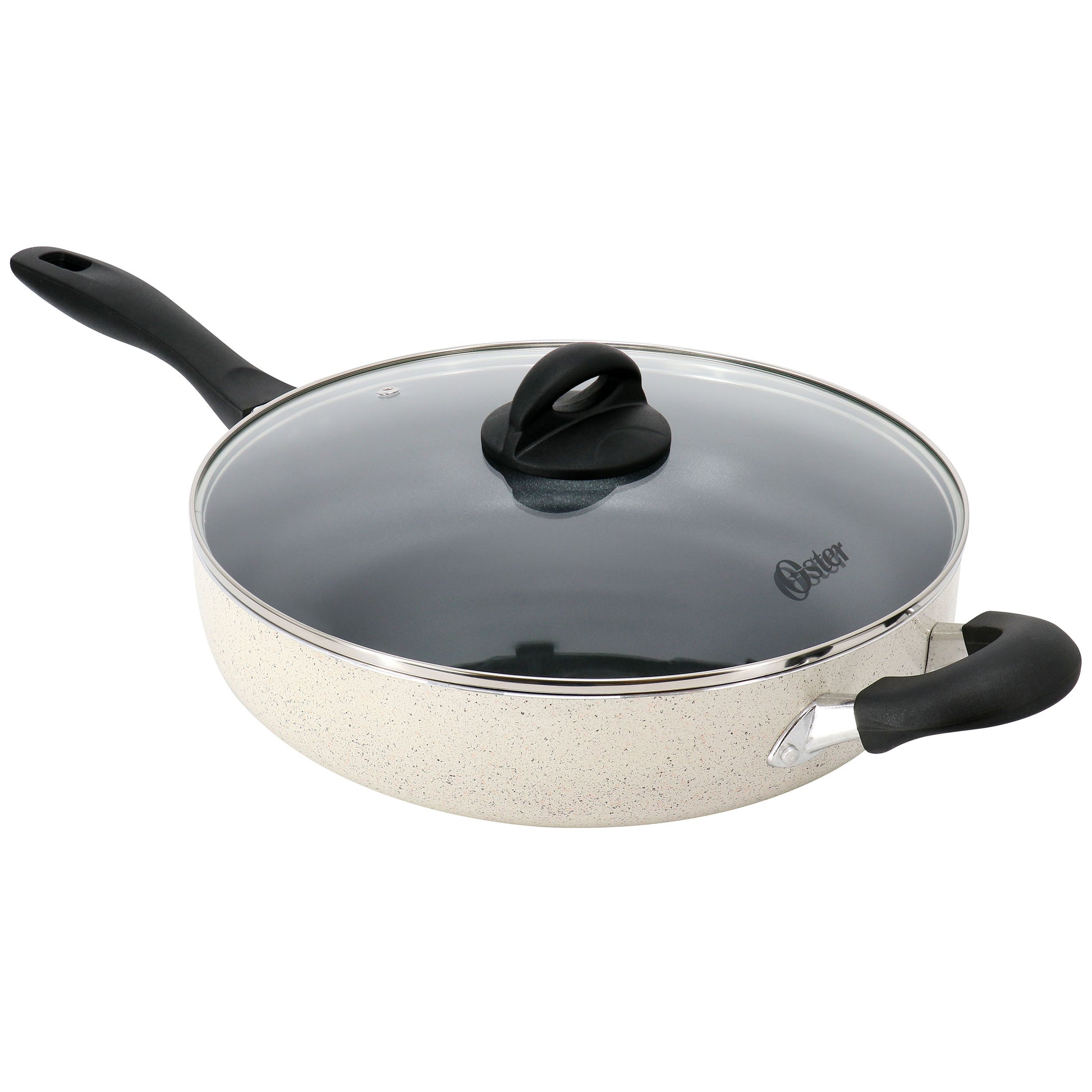 Oster Clairborne 5 Qt Aluminum Nonstick Saute Pan w Lid in Sand