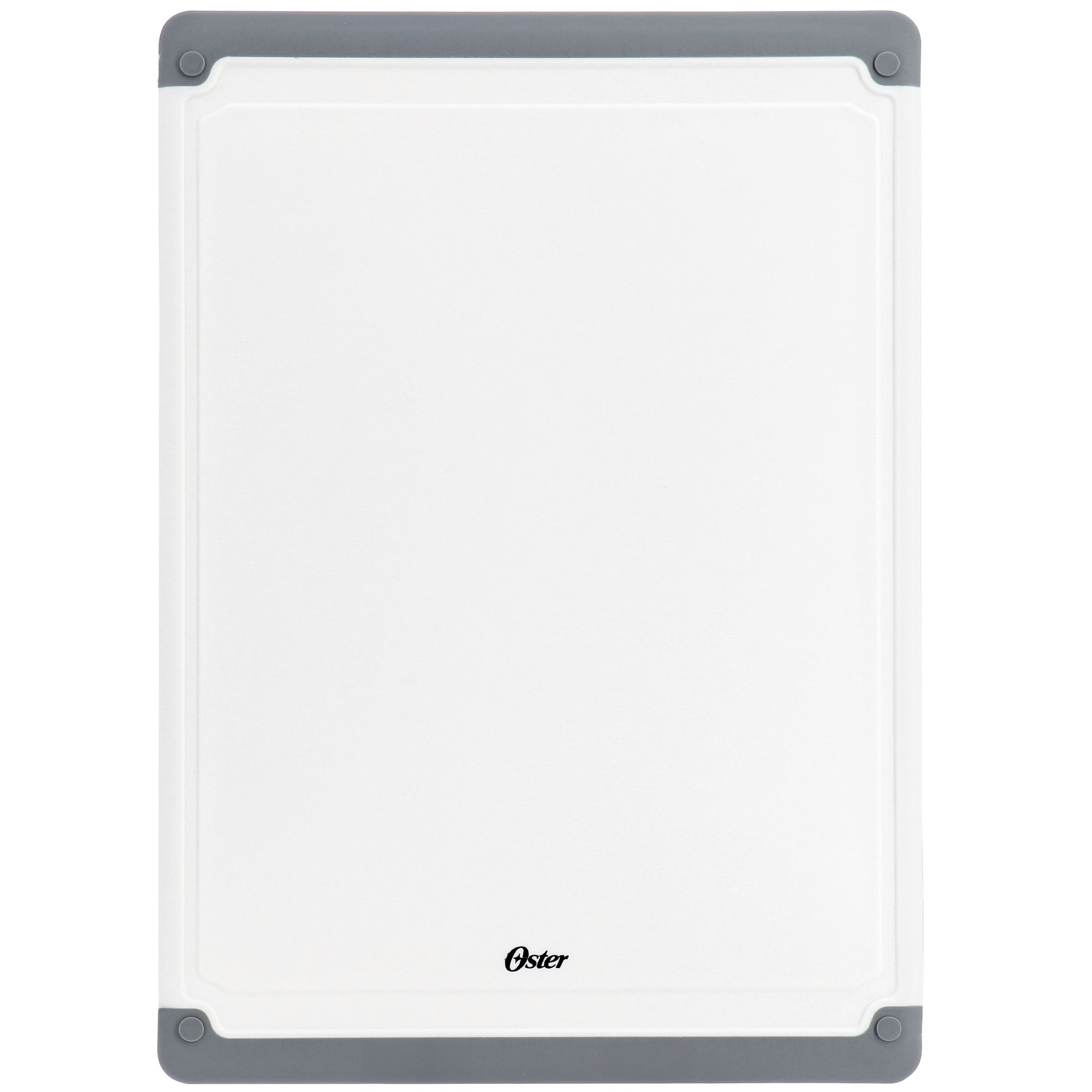 Oster Bergen 17x12" Rectangular Plastic Cutting Board in White w Non-Slip Feet