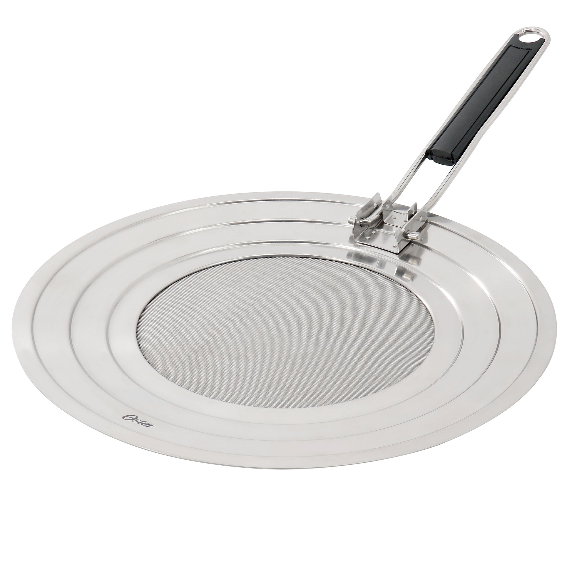 Oster Baldwyn 12" Round Stainless Steel Splatter Guard w Foldable Handle