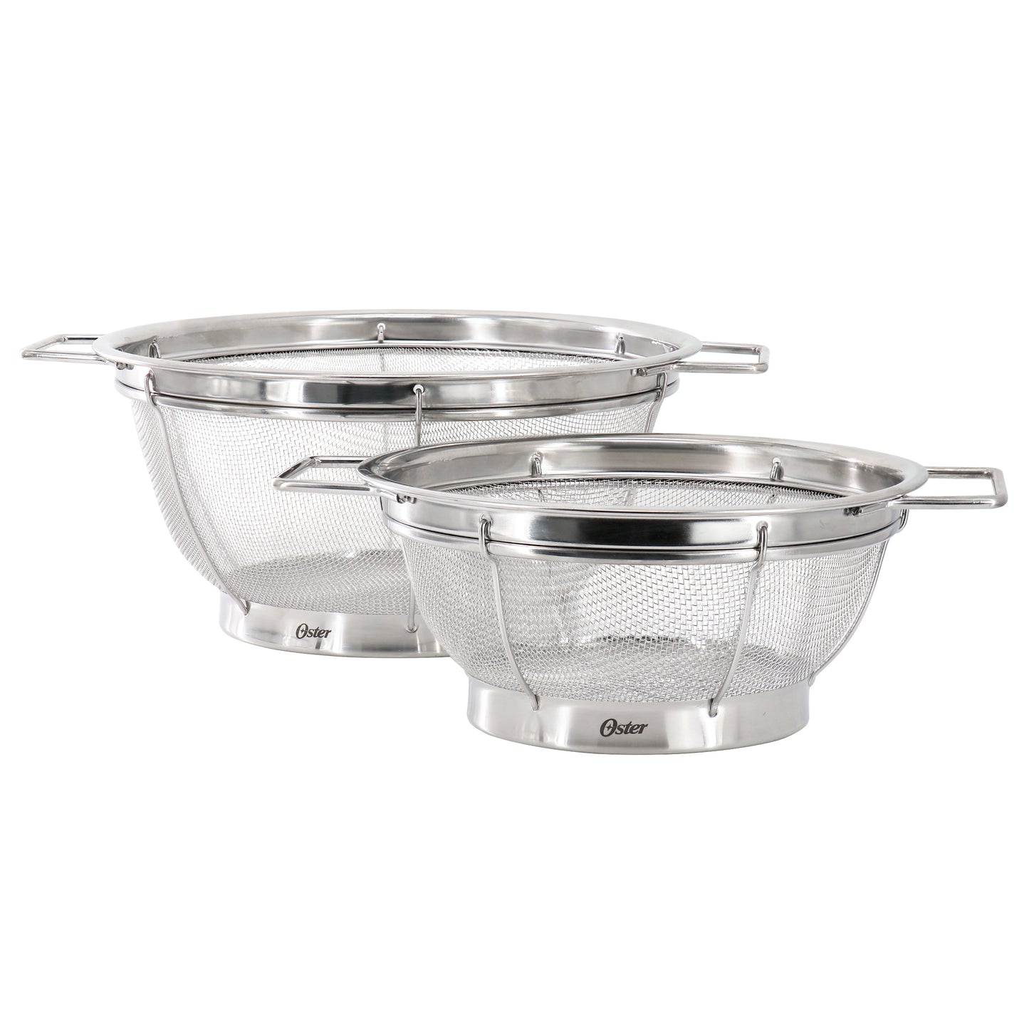 Oster Baldwyn 2 Piece 11" & 8.75" Round Stainless Steel Mesh Colander Set