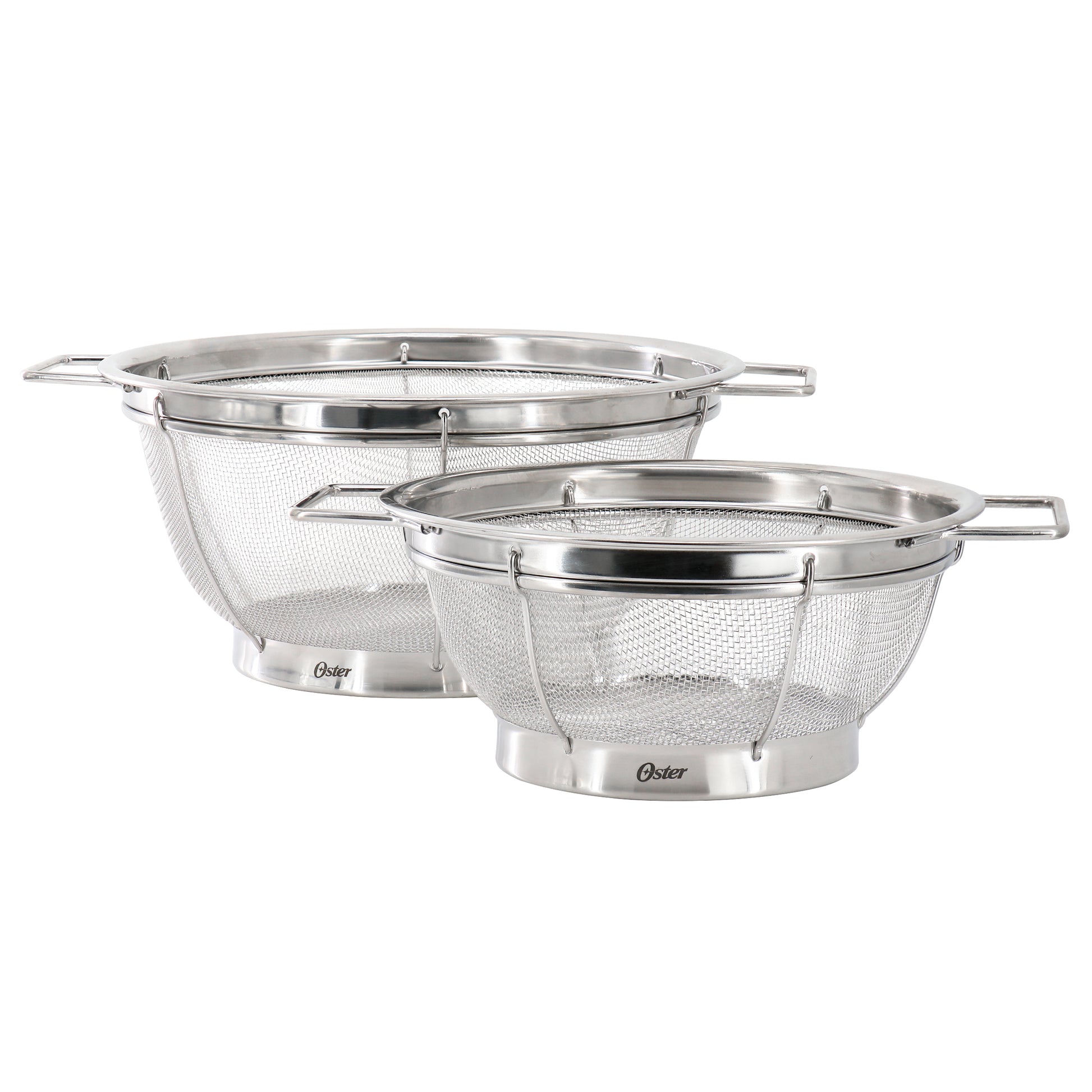 Oster Baldwyn 2 Piece 11" & 8.75" Round Stainless Steel Mesh Colander Set