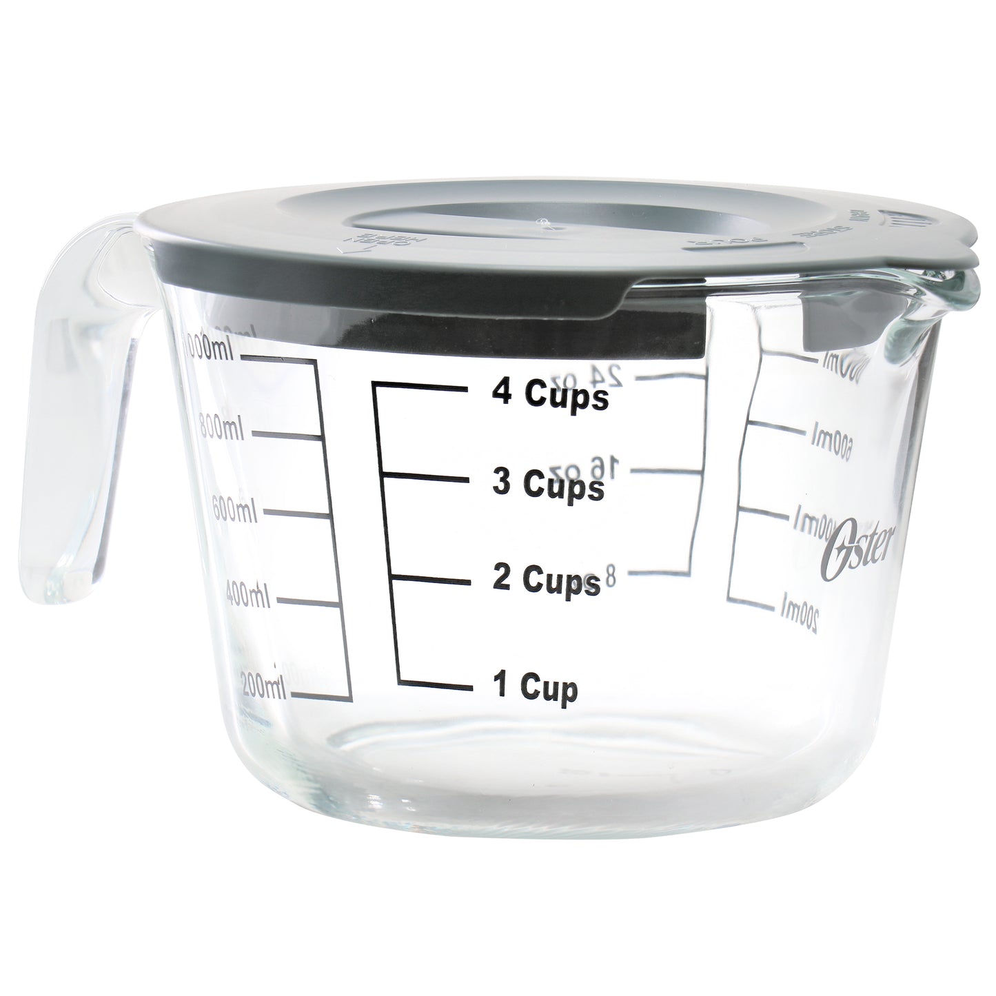 Oster Coolidge 4 Cup Clear Glass Measuring Cup w Snap on Lid