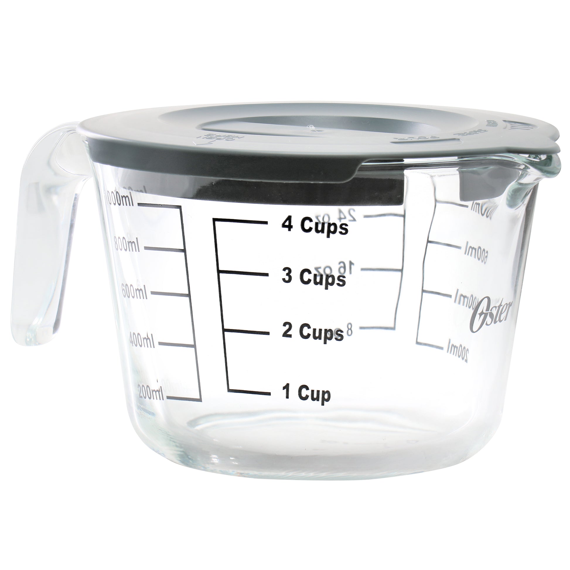 Oster Coolidge 4 Cup Clear Glass Measuring Cup w Snap on Lid