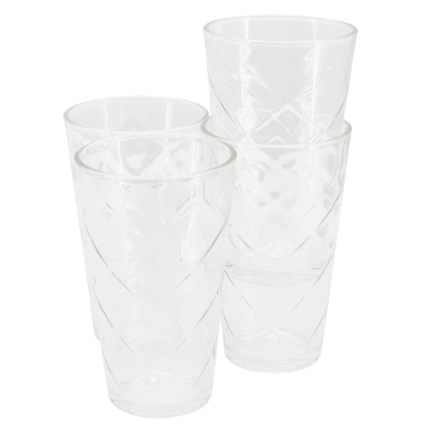 Gibson Home Lattice 4 Piece 16 oz Glass Tumbler Set