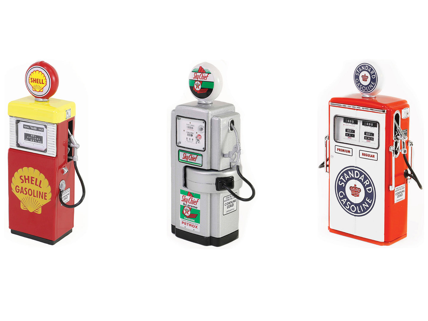 Vintage Gas Pump Set of 3 Pumps Series 15 1/18 Diecast Models by Greenlight