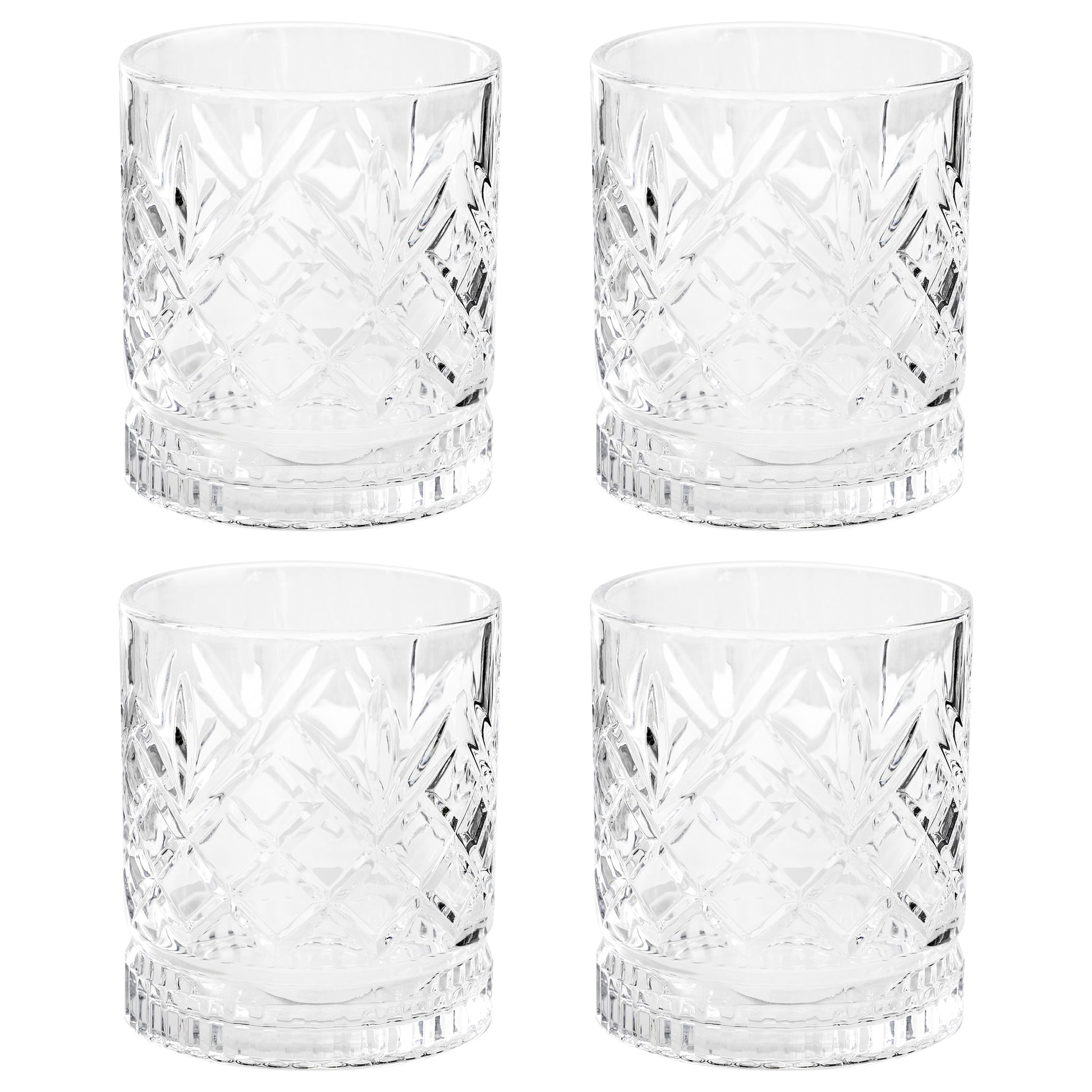 Gibson Home 4 Piece 13 oz Diamond Embossed Double Old Fashioned Glassware Set