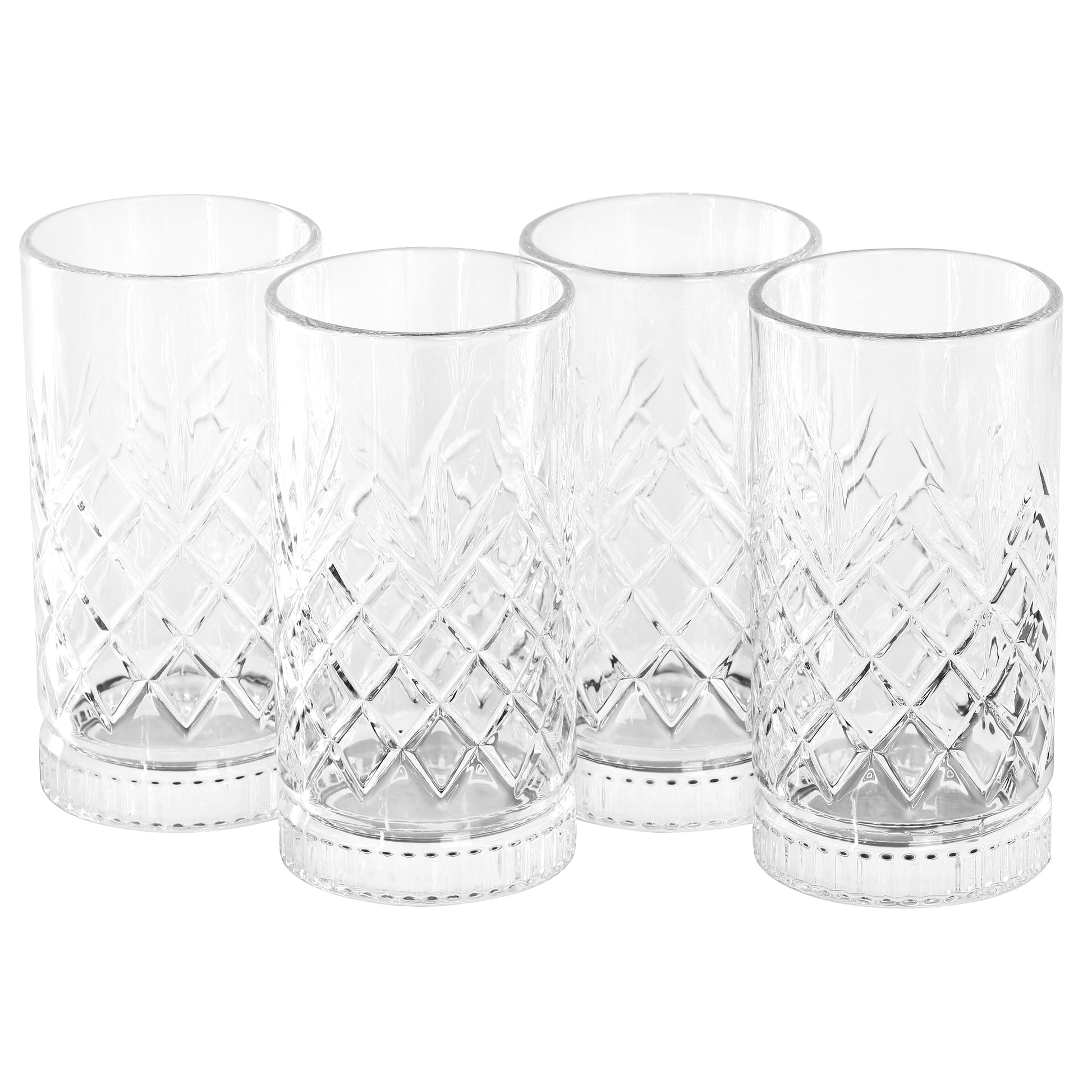Gibson Home 4 Piece 16 oz Diamond Embossed Glass Tumbler Set