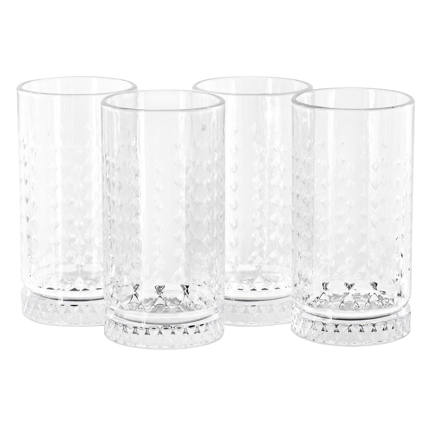 Gibson Home 4 Piece 16 oz Teardrop Embossed Glass Tumbler Set
