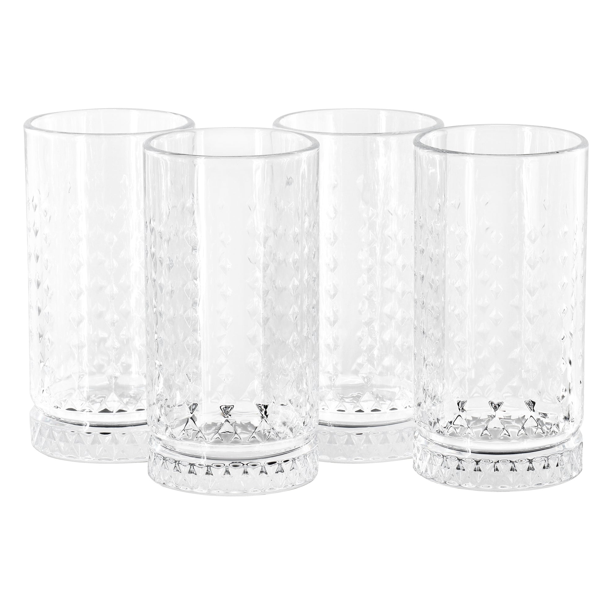 Gibson Home 4 Piece 16 oz Teardrop Embossed Glass Tumbler Set