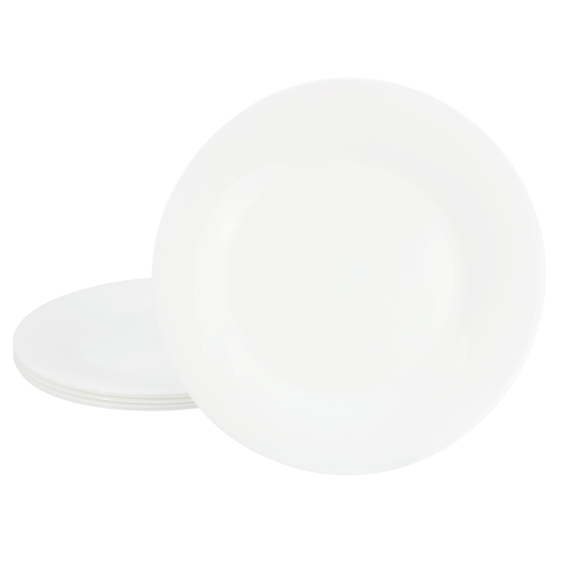 Gibson Ultra White Shadow 6 Piece 10" Opal Glass Dinner Plate Set in White