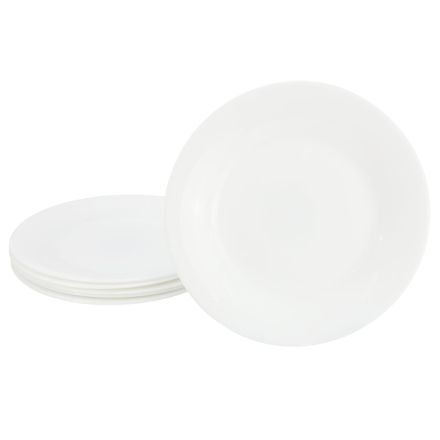 Gibson Ultra White Shadow 6 Piece 7" Opal Glass Dessert Plate Set in White