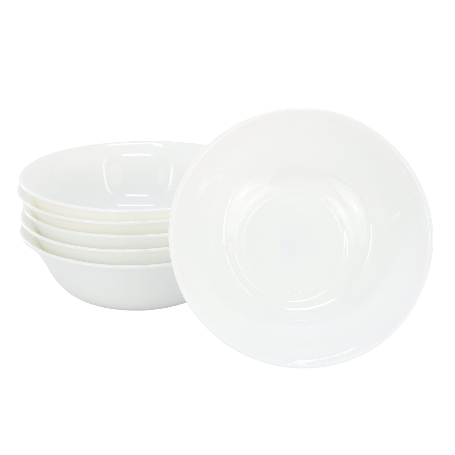 Gibson Ultra White Shadow 6 Piece 6.5" Opal Glass Cereal Bowl Set in White