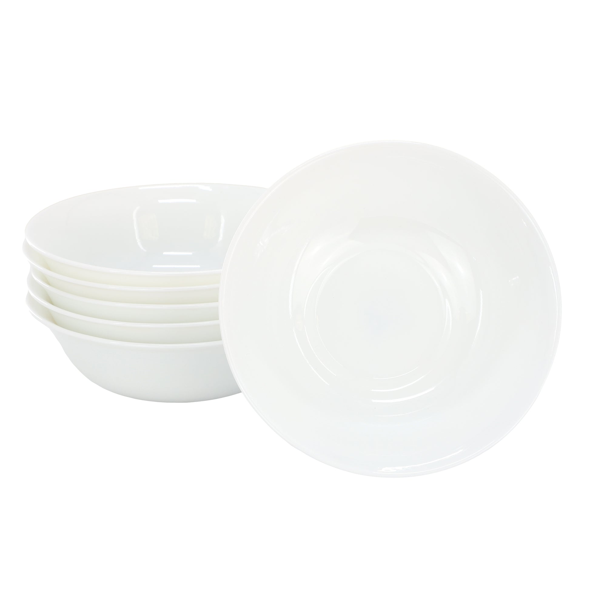Gibson Ultra White Shadow 6 Piece 6.5" Opal Glass Cereal Bowl Set in White