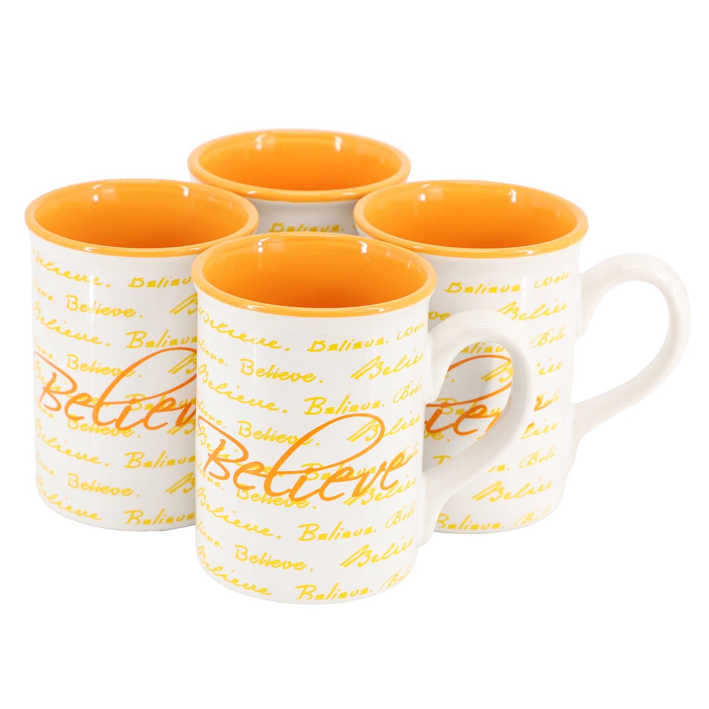Gibson Home Inspirational Words Believe 4 Piece 16 oz Stoneware Mug Set in Oran