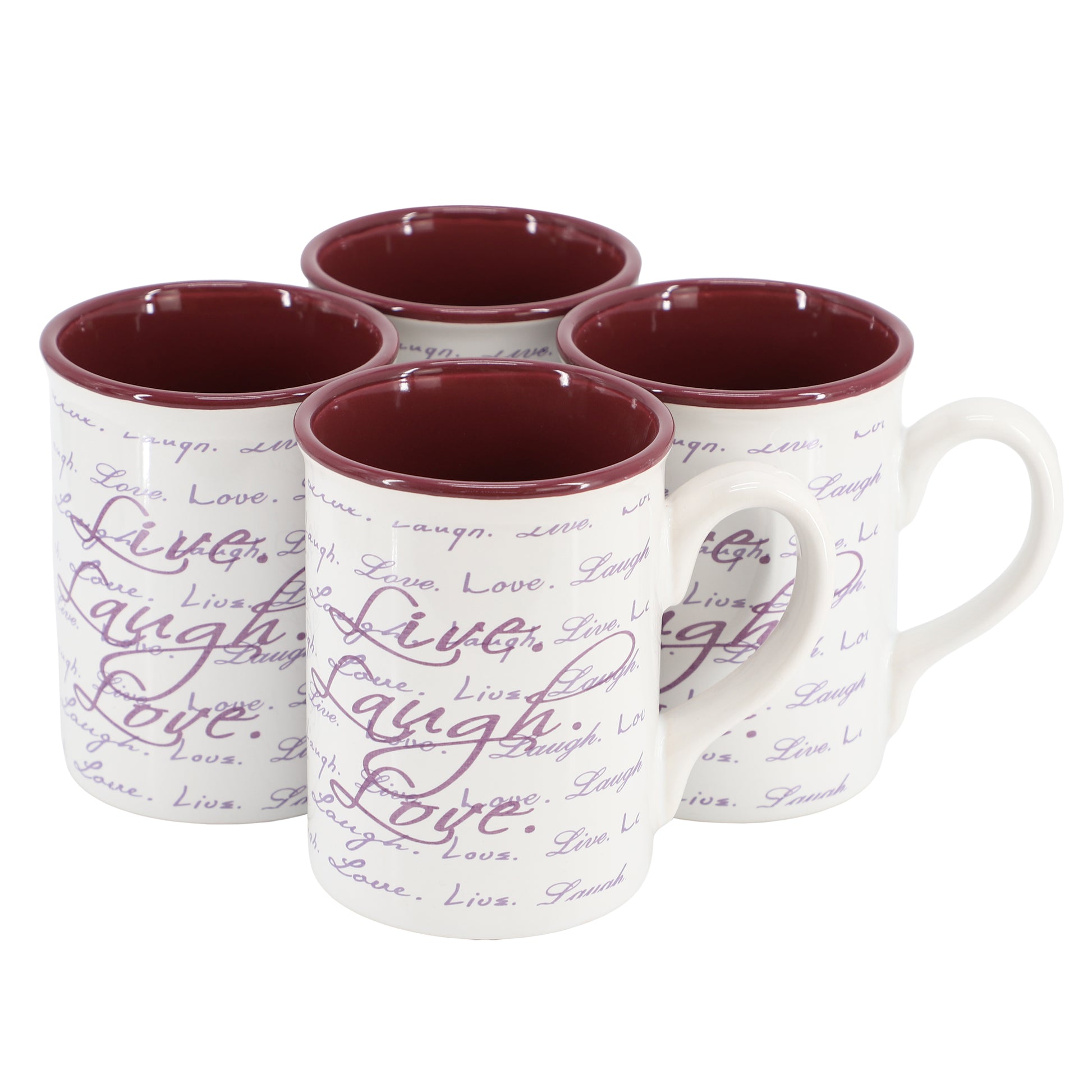 Gibson Home Inspirational Words Live Laugh Love 4 Piece 16 oz Stoneware Mug S