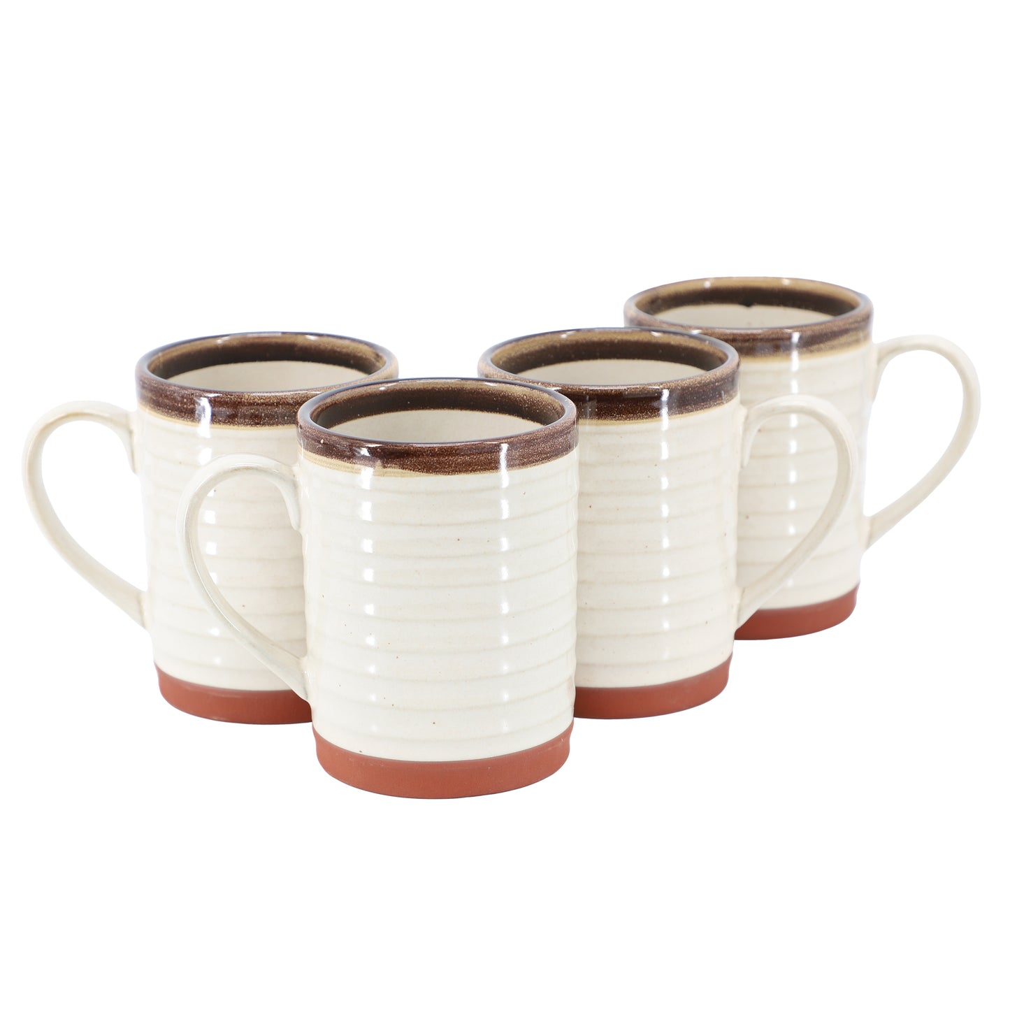 Gibson Home Terra Bella 4 Piece 18.5 oz Terracota Mug Set in Pearl White