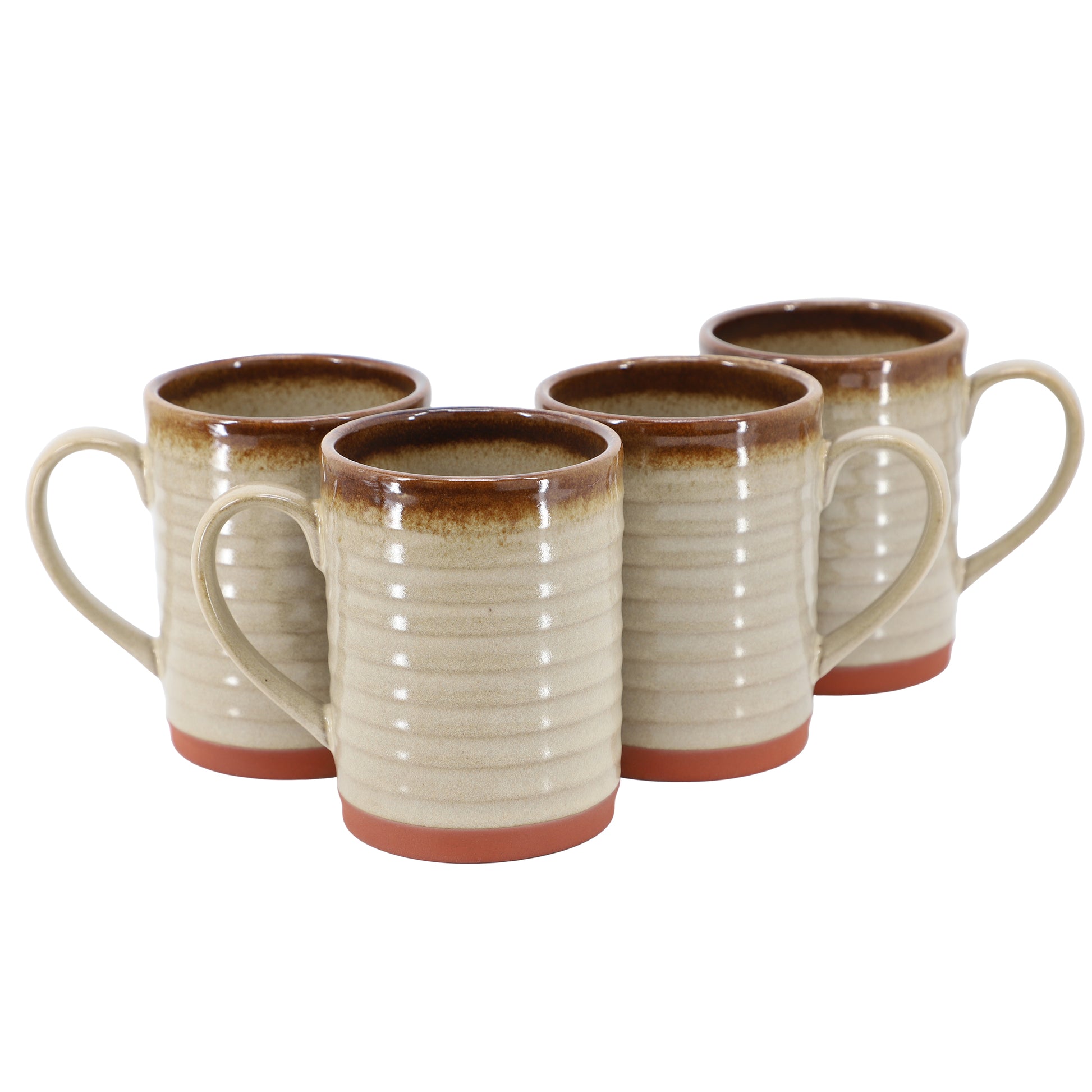 Gibson Home Terra Bella 4 Piece 18.5 oz Terracotta Mug Set in Smoke
