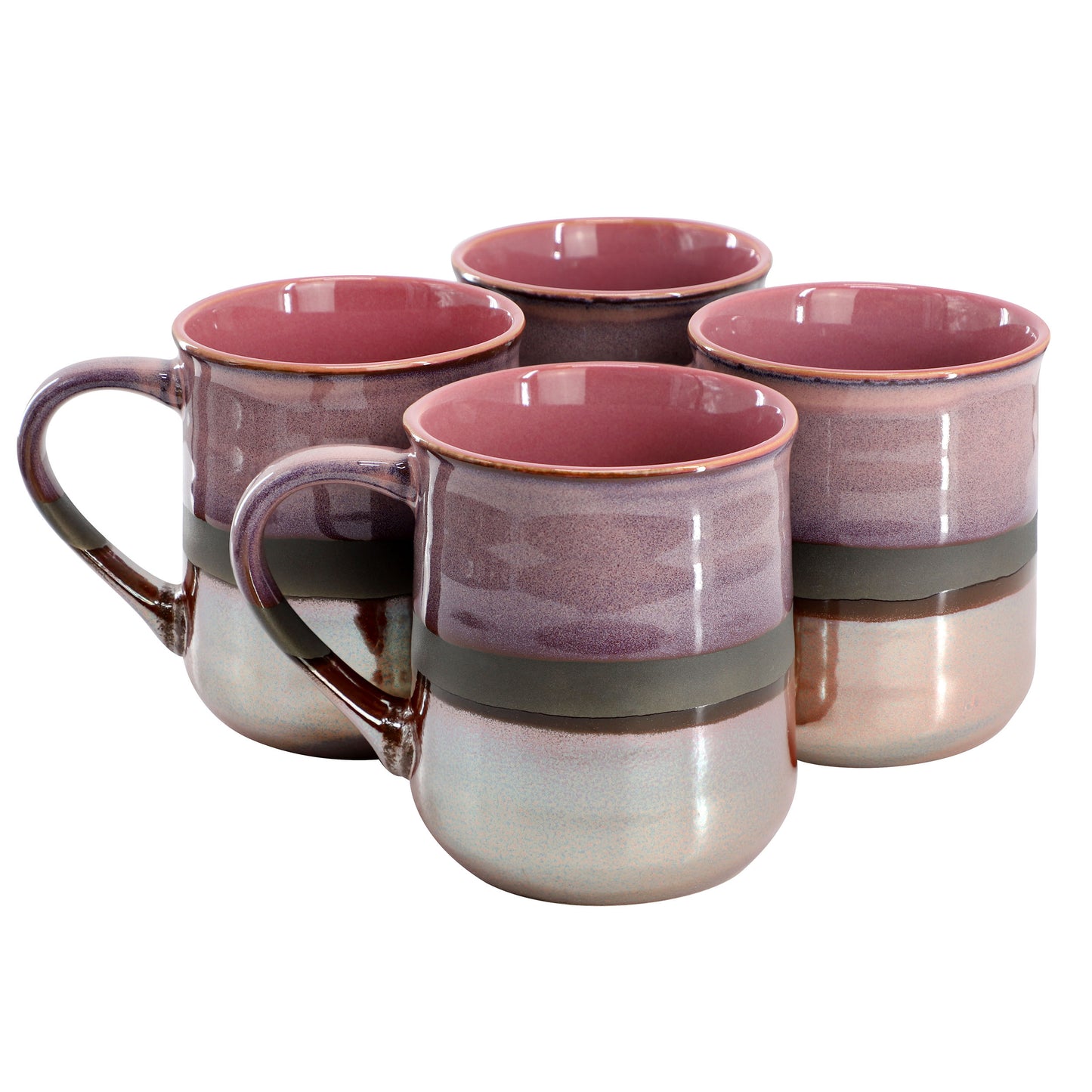 Gibson Home Copper Tonal 4 Piece 18 oz Stoneware Cup Set in Rose