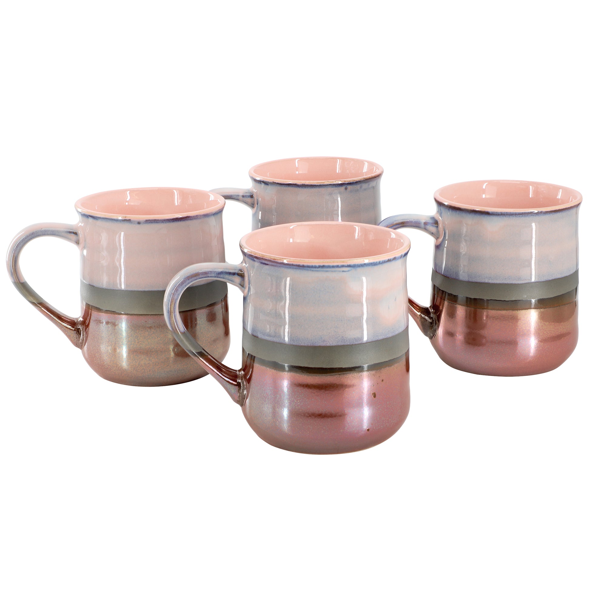 Gibson Home Copper Tonal 4 Piece 18 oz Stoneware Cup Set in Mauve