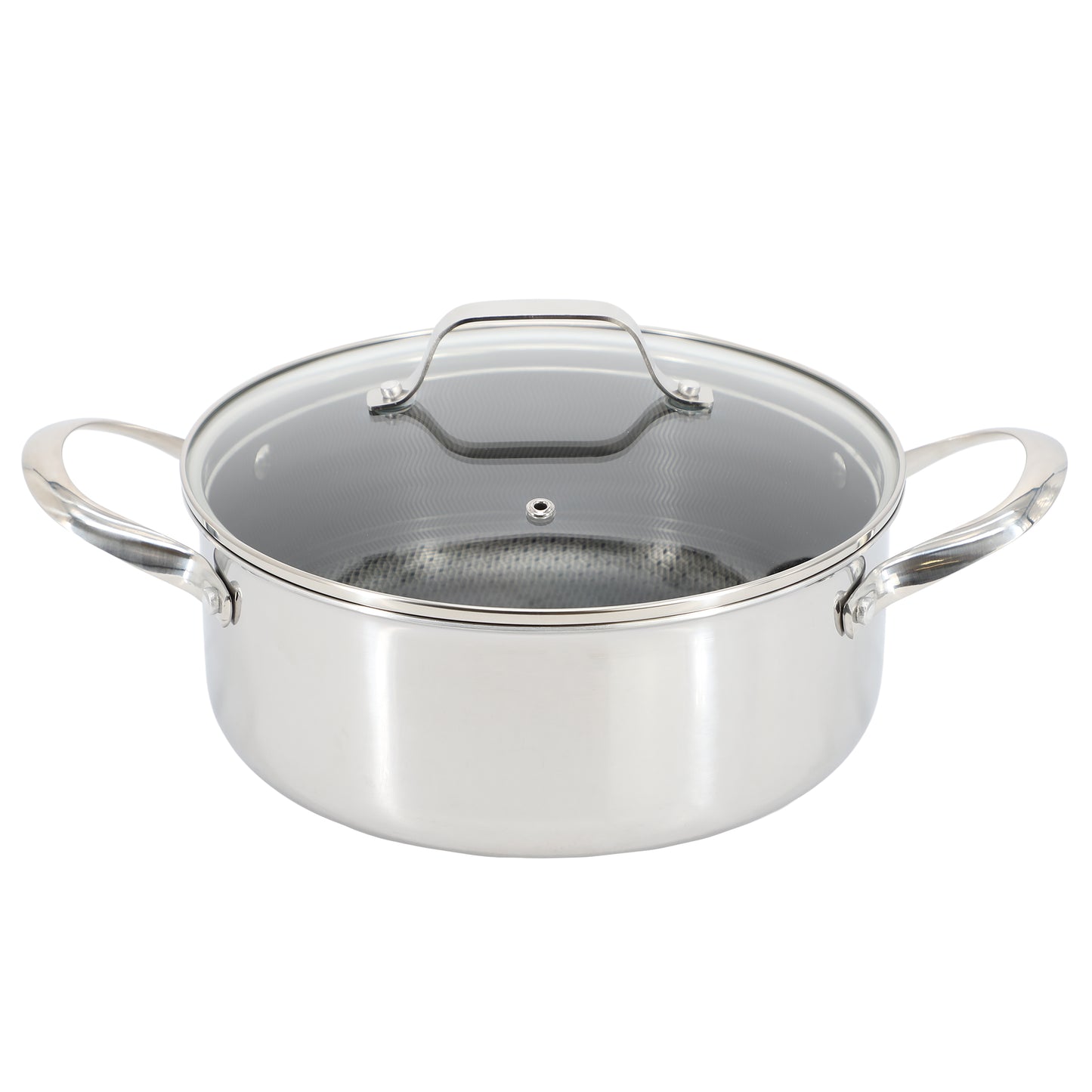 Oster Modessa 4.5 Qt Nonstick Triply Stainless Steel Dutch Oven w Honeycomb Des