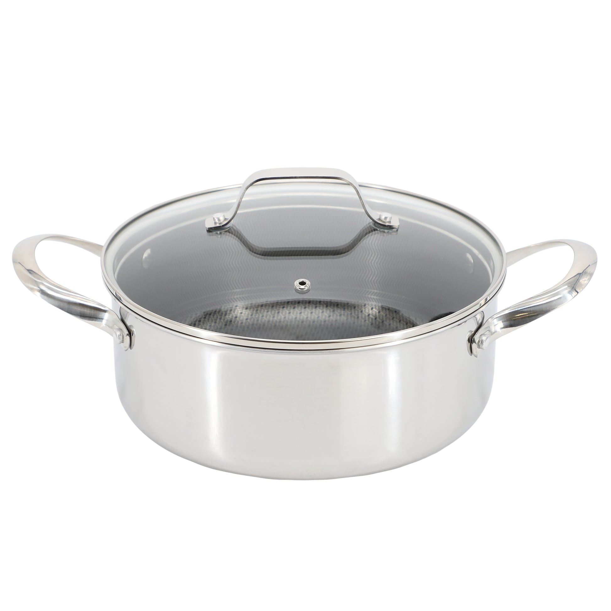 Oster Modessa 4.5 Qt Nonstick Triply Stainless Steel Dutch Oven w Honeycomb Des