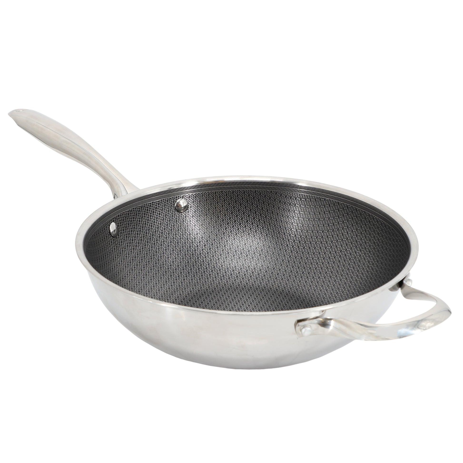 Oster Modessa 11" Nonstick Triply Stainless Steel Wok w Honeycomb Design in Sil