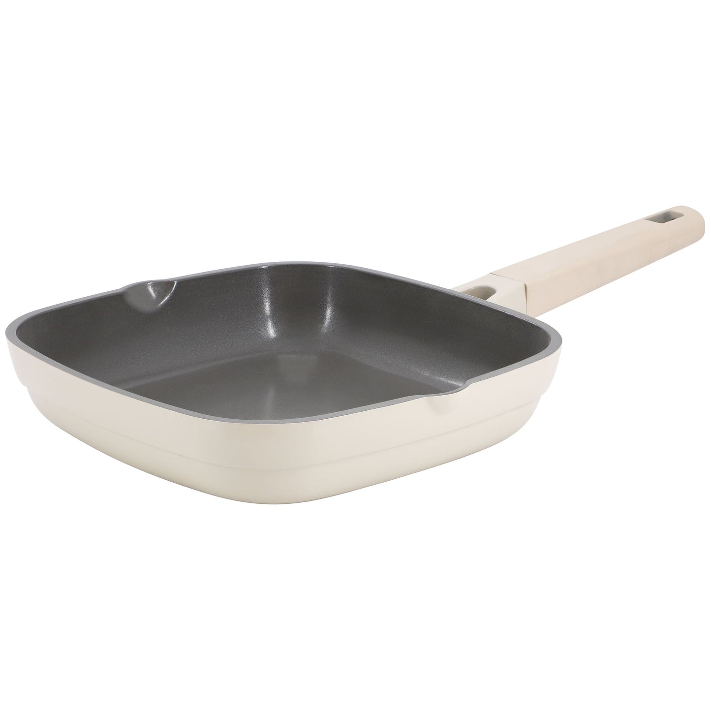 Gibson Elite Lancaster 7.9" Ceramic Nonstick Aluminum Square Frying Pan in Beige