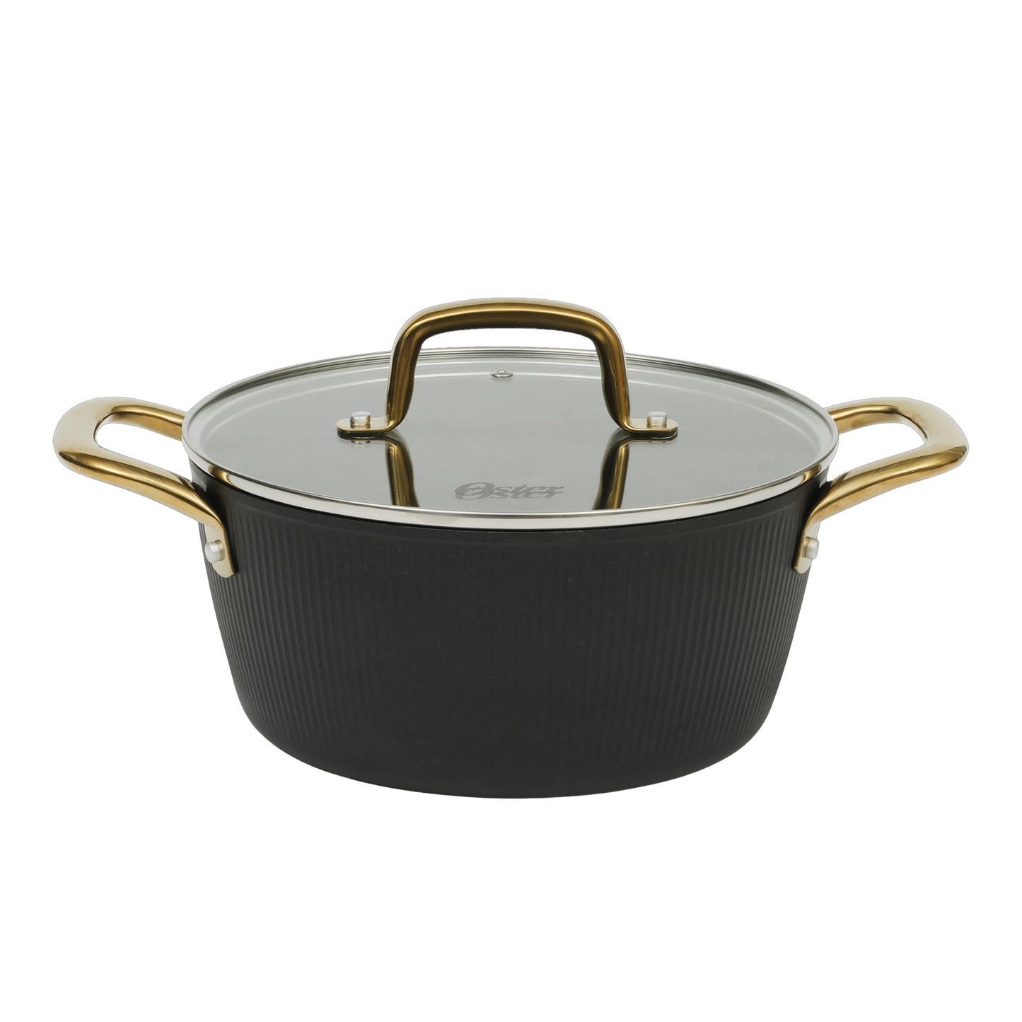 Oster Abbottsford 4.4 Quart Nonstick Aluminum Dutch Oven w Glass Lid in Black