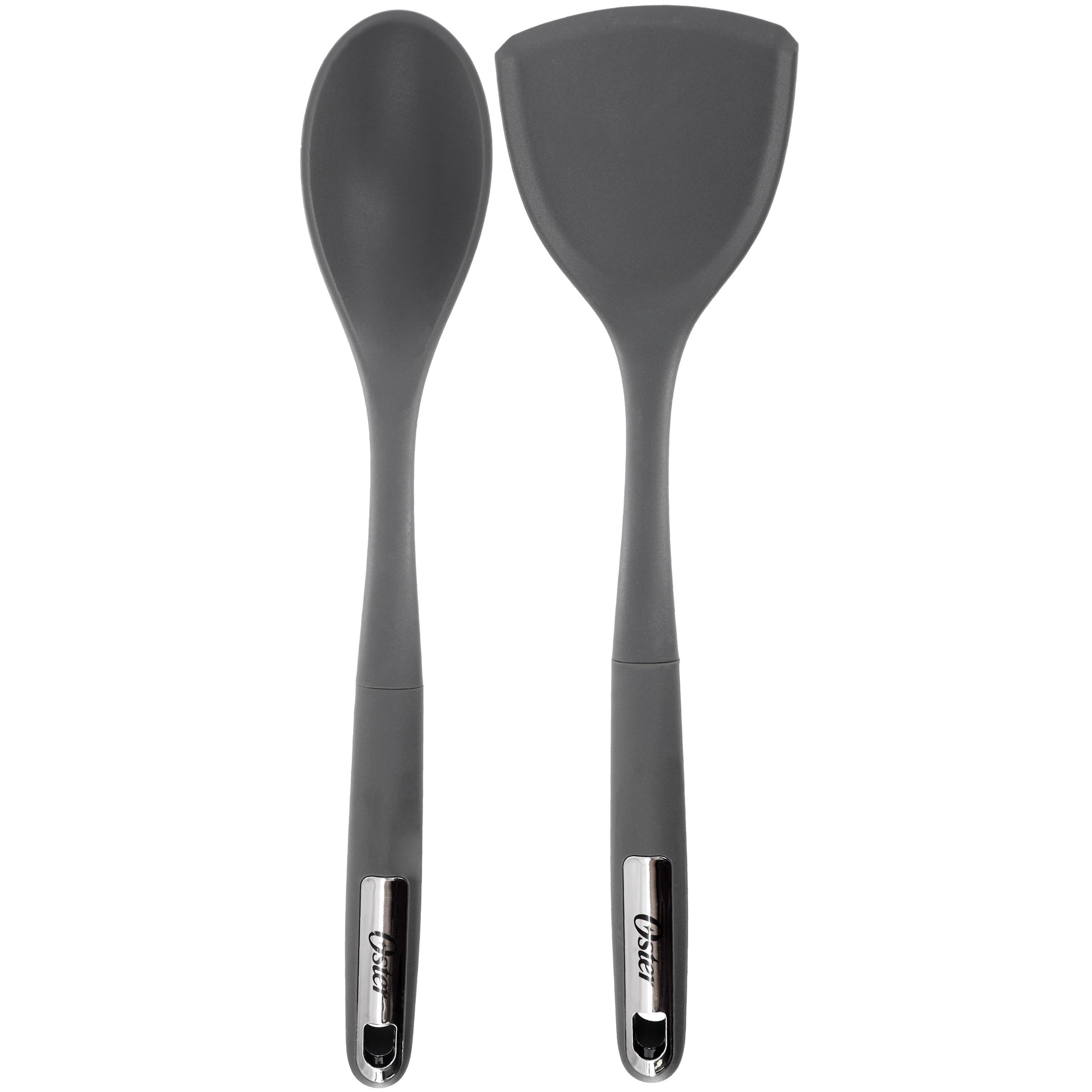 Oster Ridgecrest 2 Piece Silicone Kitchen Tool Serving Spoon & Turner Set in Gr