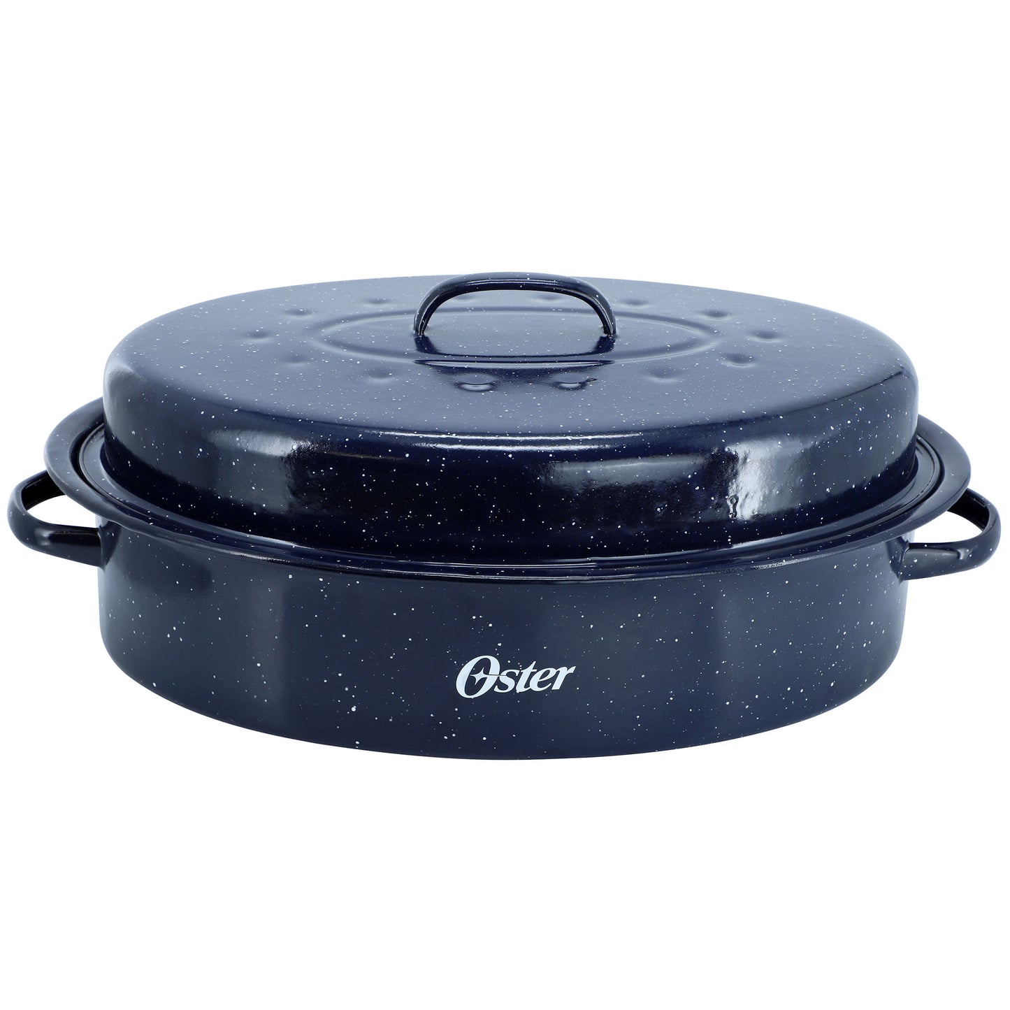 Oster Castillo 16.5 x 13" Enamel on Steel Roaster Pan w Lid in Navy Blue
