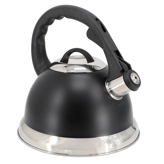 Mr. Coffee Clarefield 2.4 Qt Stainless Steel Whistling Tea Kettle in Black