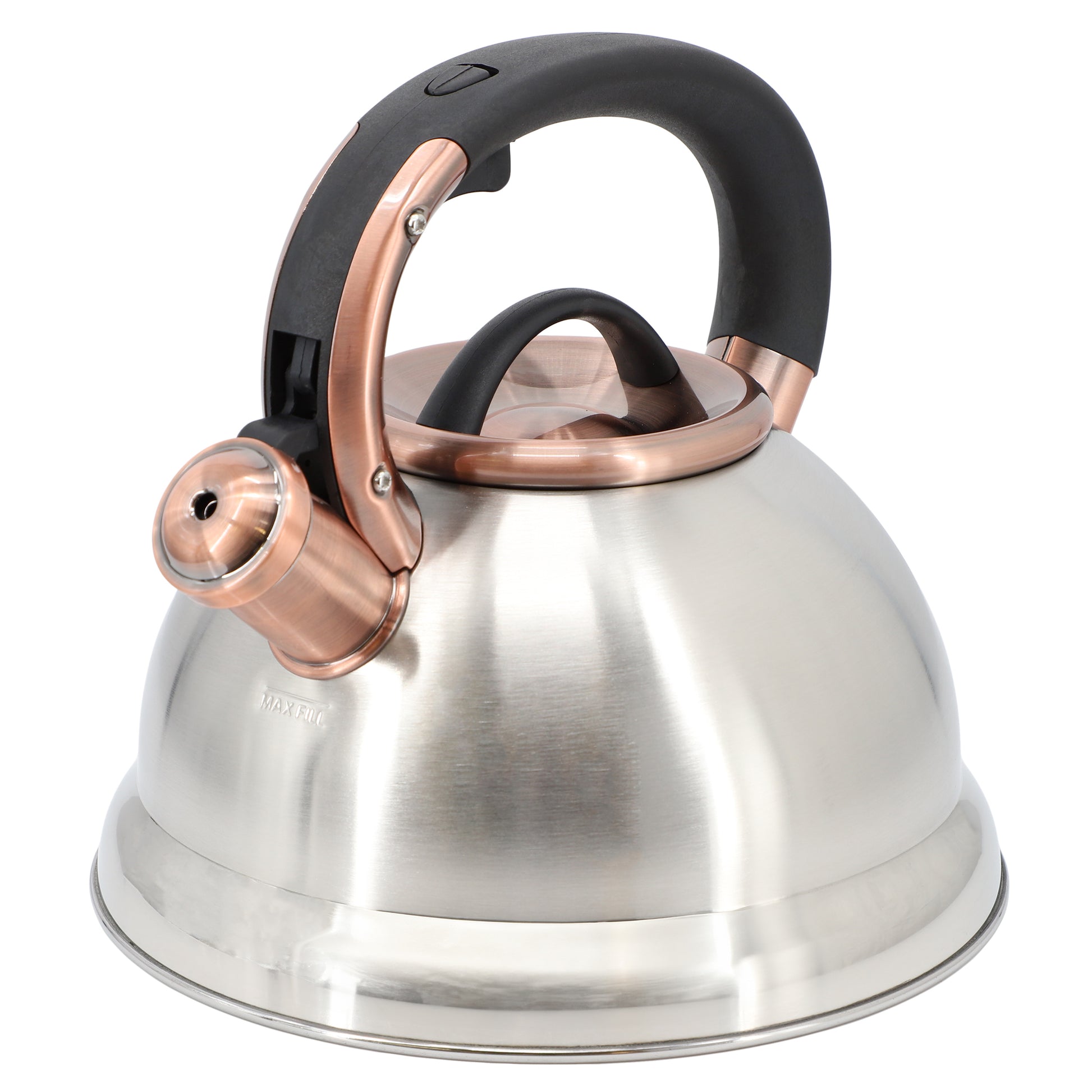 Mr. Coffee Flintshire 2.2 Qt Stainless Steel Whistling Tea Kettle in Silver