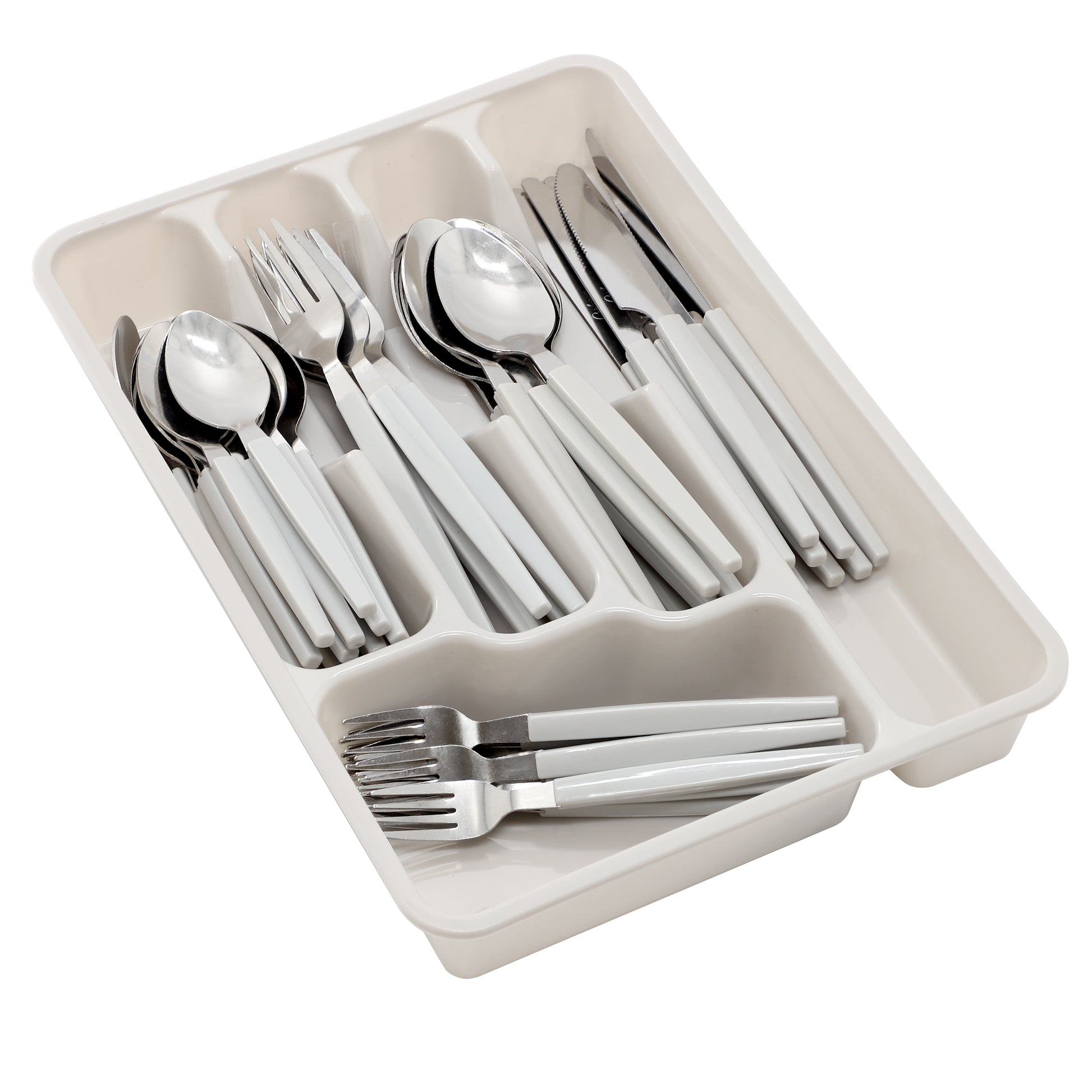 Gibson Home Edzelle 48 Piece Stainless Steel Flatware Set in Gray w Plastic Tray