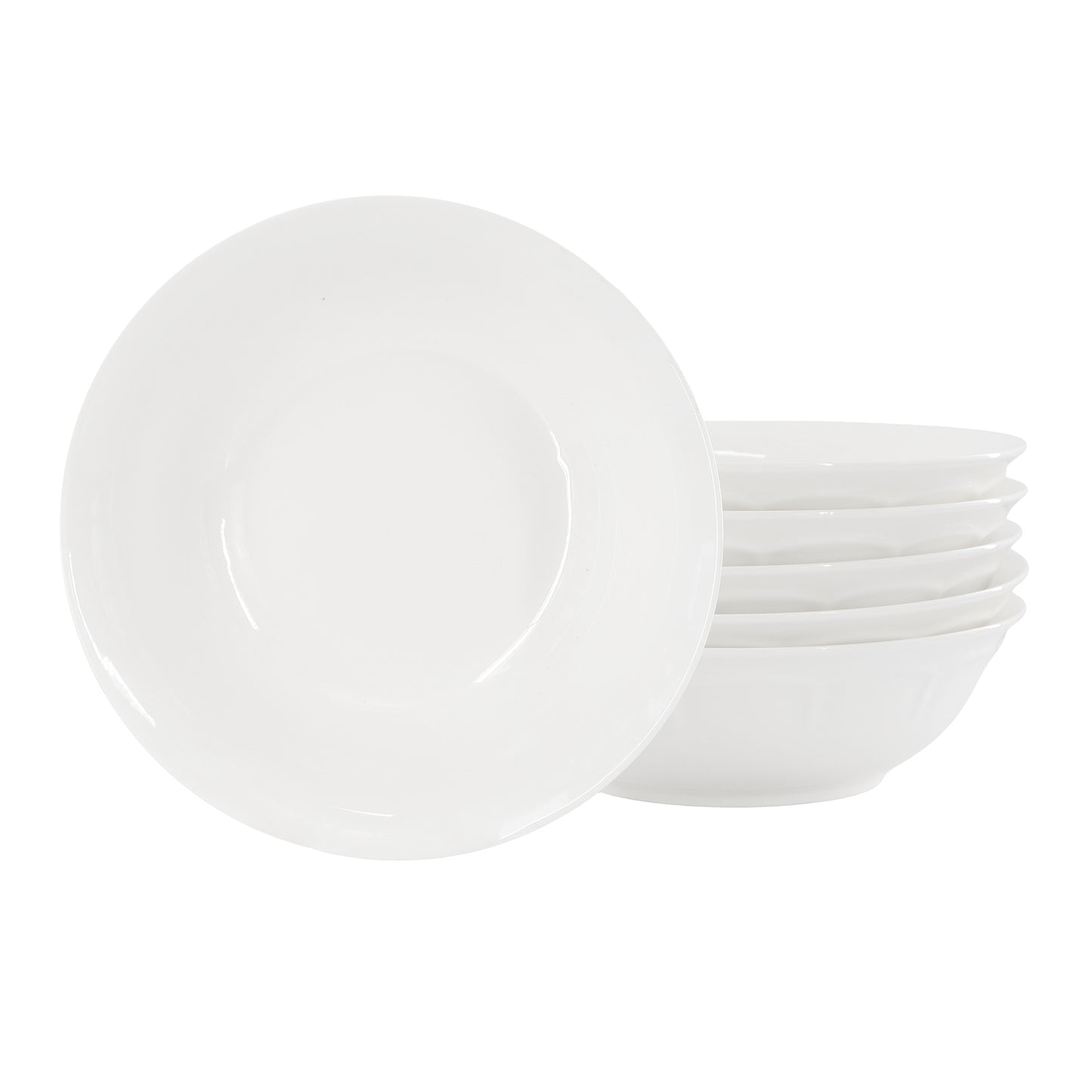 Gibson Elite Compostela 6 Piece 9" Fine Ceramic Dinner Bowl Set in White