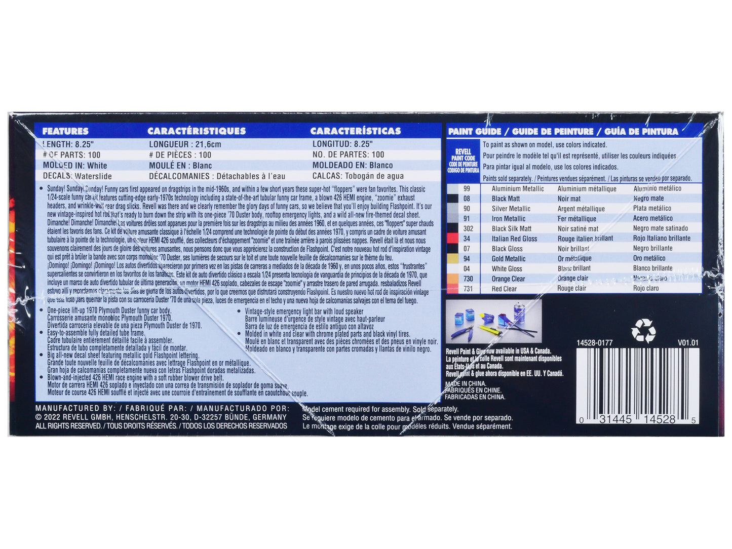 Level 4 Model Kit 1970 Plymouth Duster Funny Car 1/24 Scale Model Revell