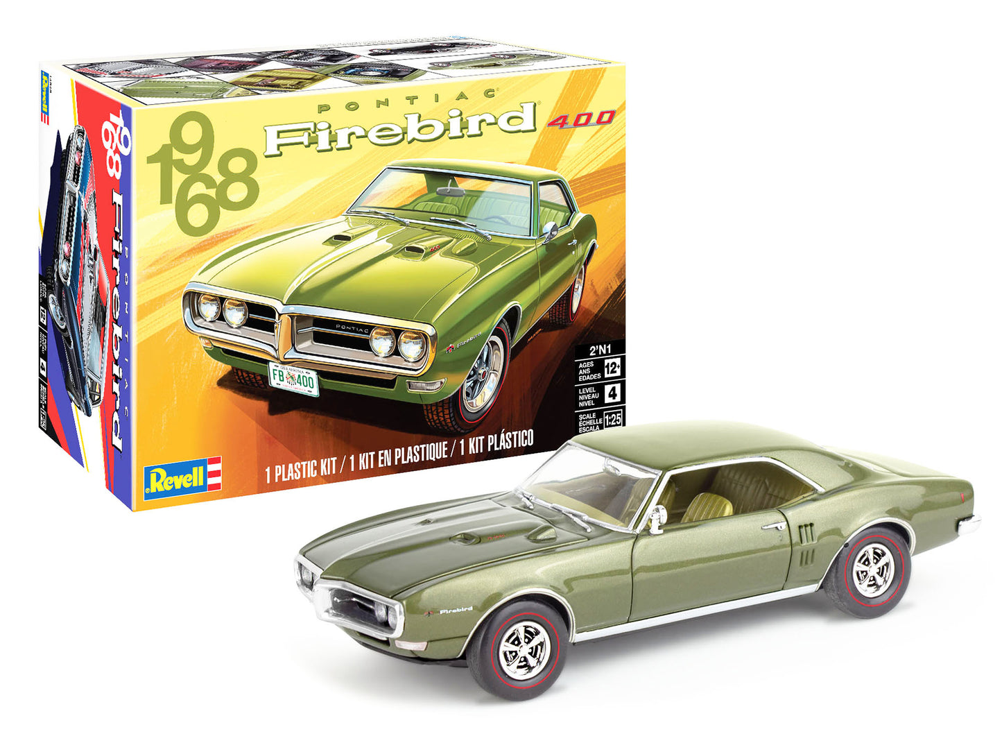 Level 4 Model Kit 1968 Pontiac Firebird 400 2-in-1 Kit 1/25 Scale Model Revell